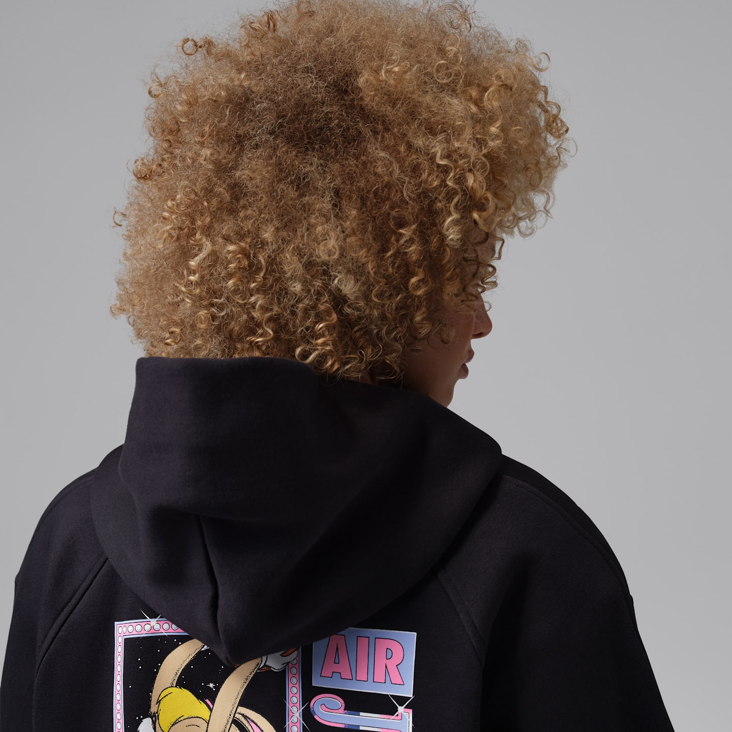 Женское худи Jordan Brooklyn Space Jam Fleece Full-Zip Cropped, цвет: Чёрный / Королевский синий — фото 9