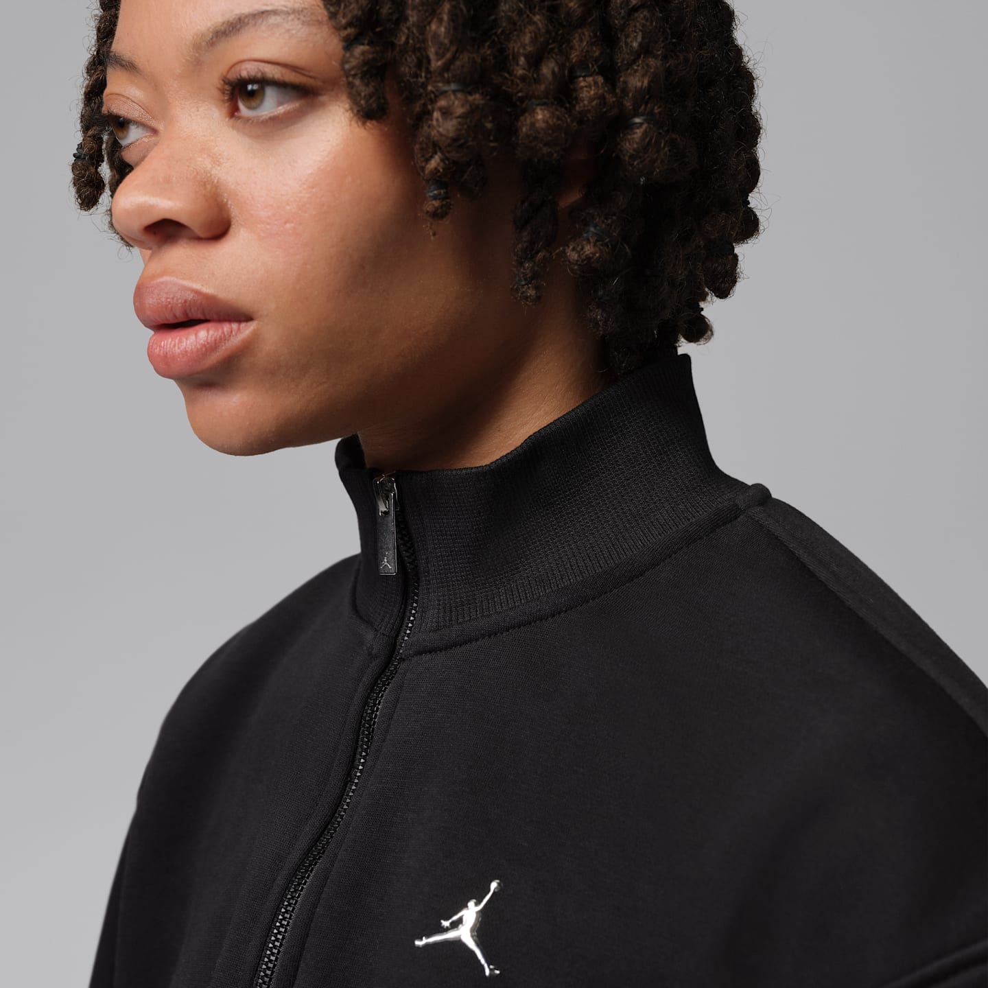 Женский укороченный топ Jordan Brooklyn на молнии 1/4, цвет: Чёрный — фото 3
