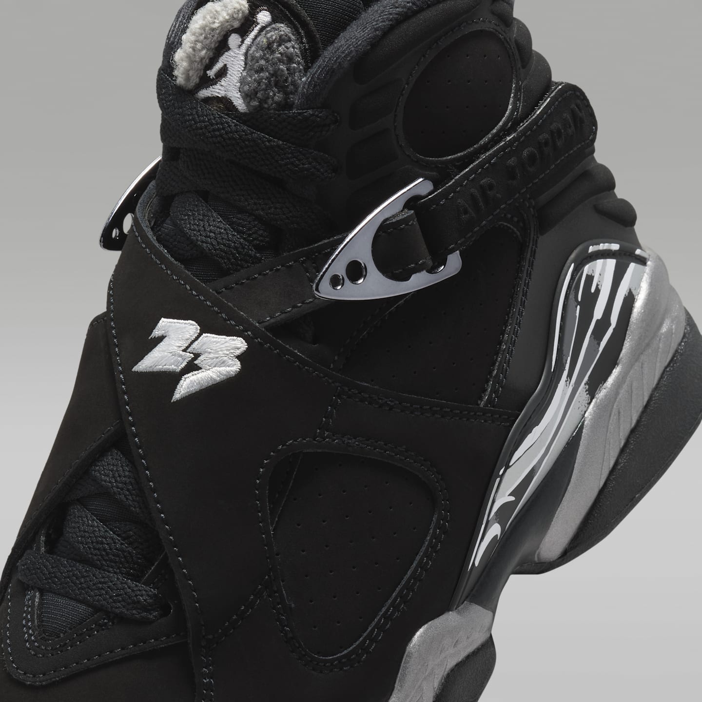 Детские кроссовки Air Jordan 8 Retro "Chrome", цвет: Чёрный / Графитовый — фото 7
