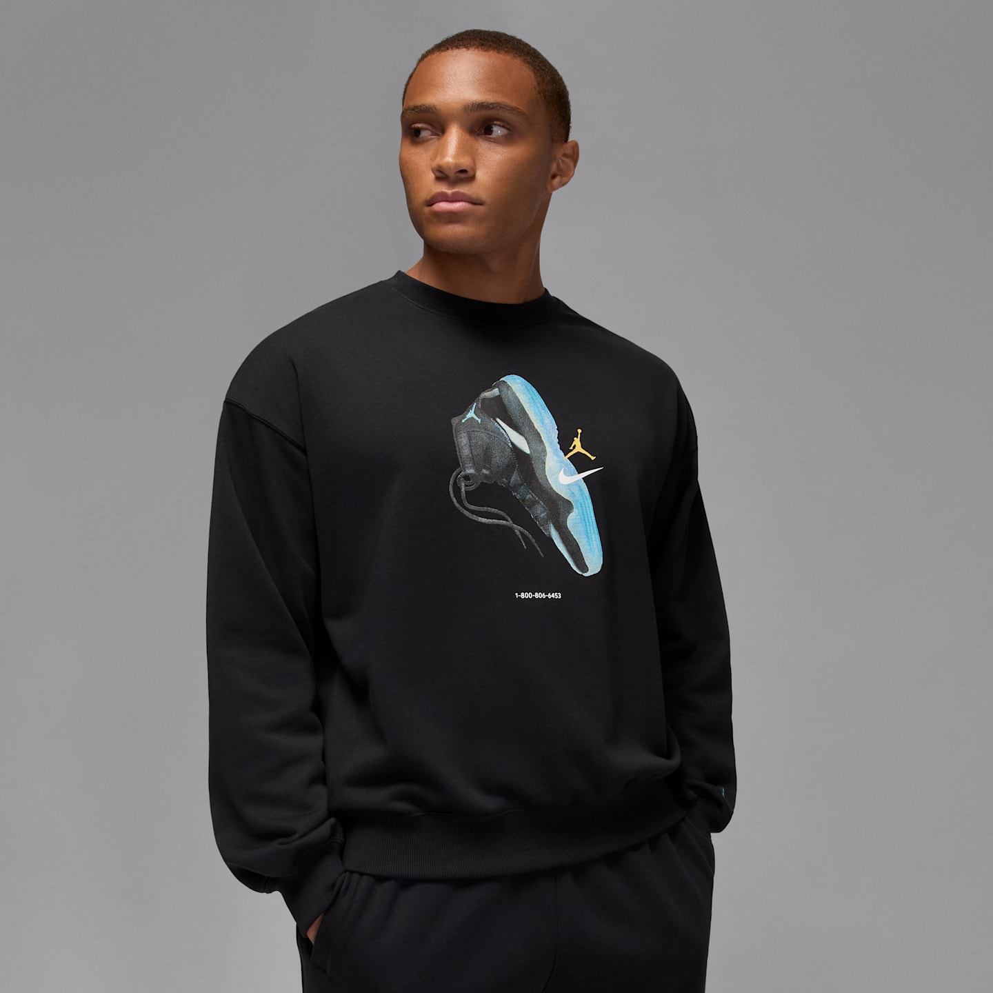 Мужская толстовка Jordan Brooklyn Fleece Crewneck, цвет: Чёрный / Синий — фото 1