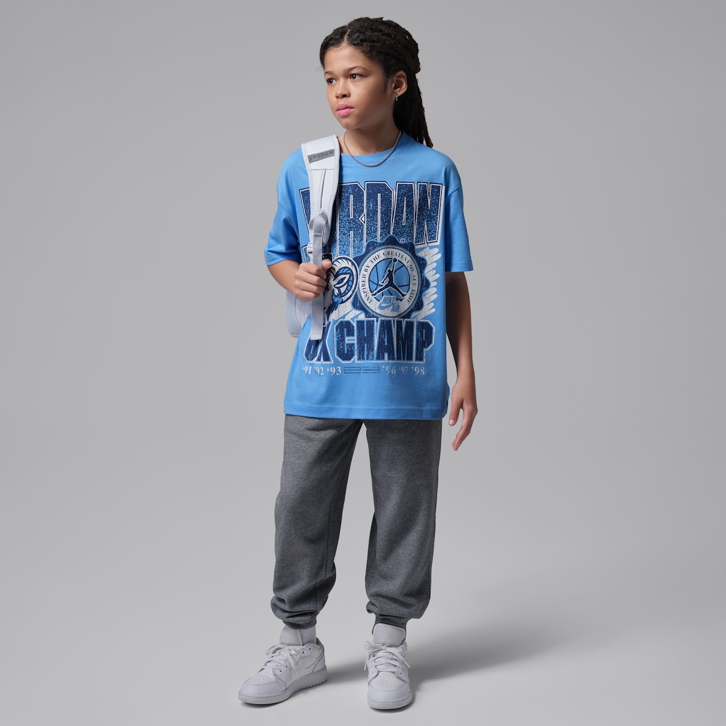 Детская футболка Jordan AJ11 University Blue Retro Goat, цвет: Синий — фото 5
