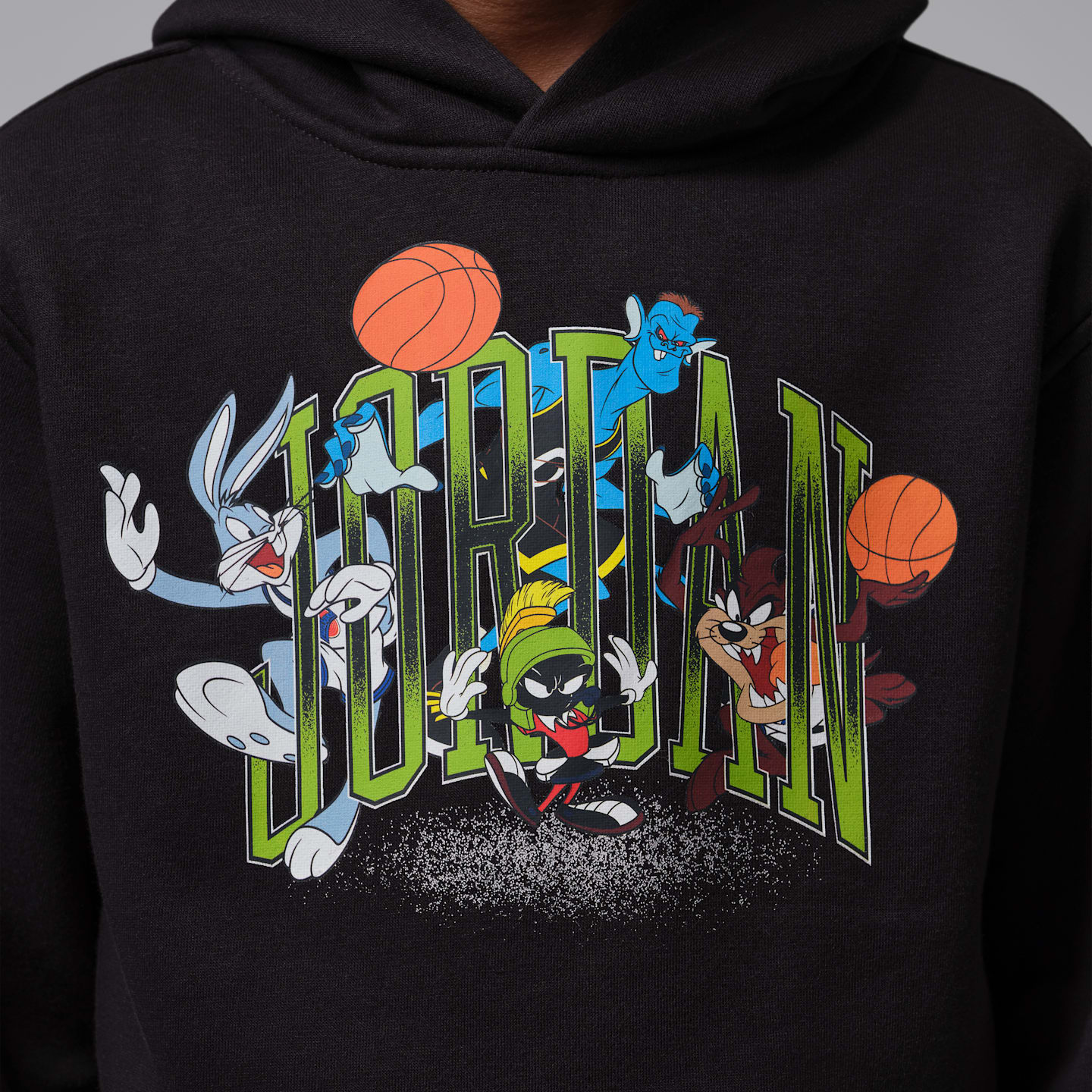 Детское худи Jordan Space Jam 30 Arched Logo Pullover, цвет: Чёрный — фото 4