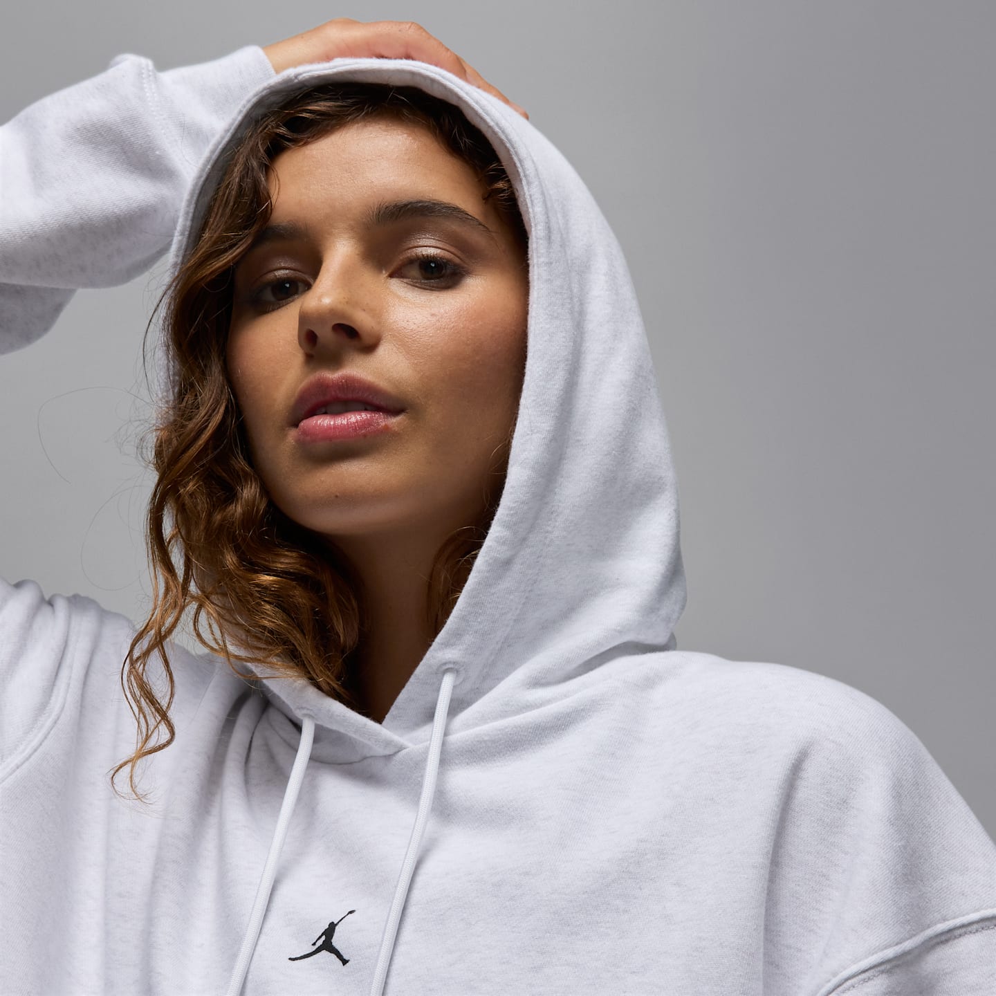 Женское худи Jordan Sport Crossover Dri-FIT Fleece, цвет: Берёзовый меланжевый / Чёрный — фото 3