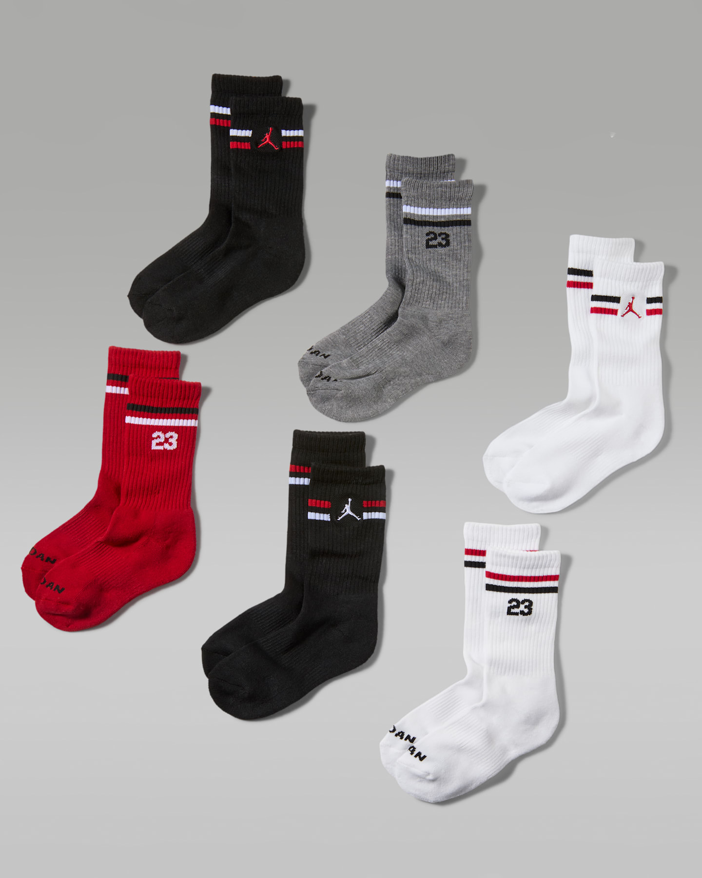 Детские носки Jordan Icon Stripe высокие, 6 пар, цвет: Чёрный — фото 3