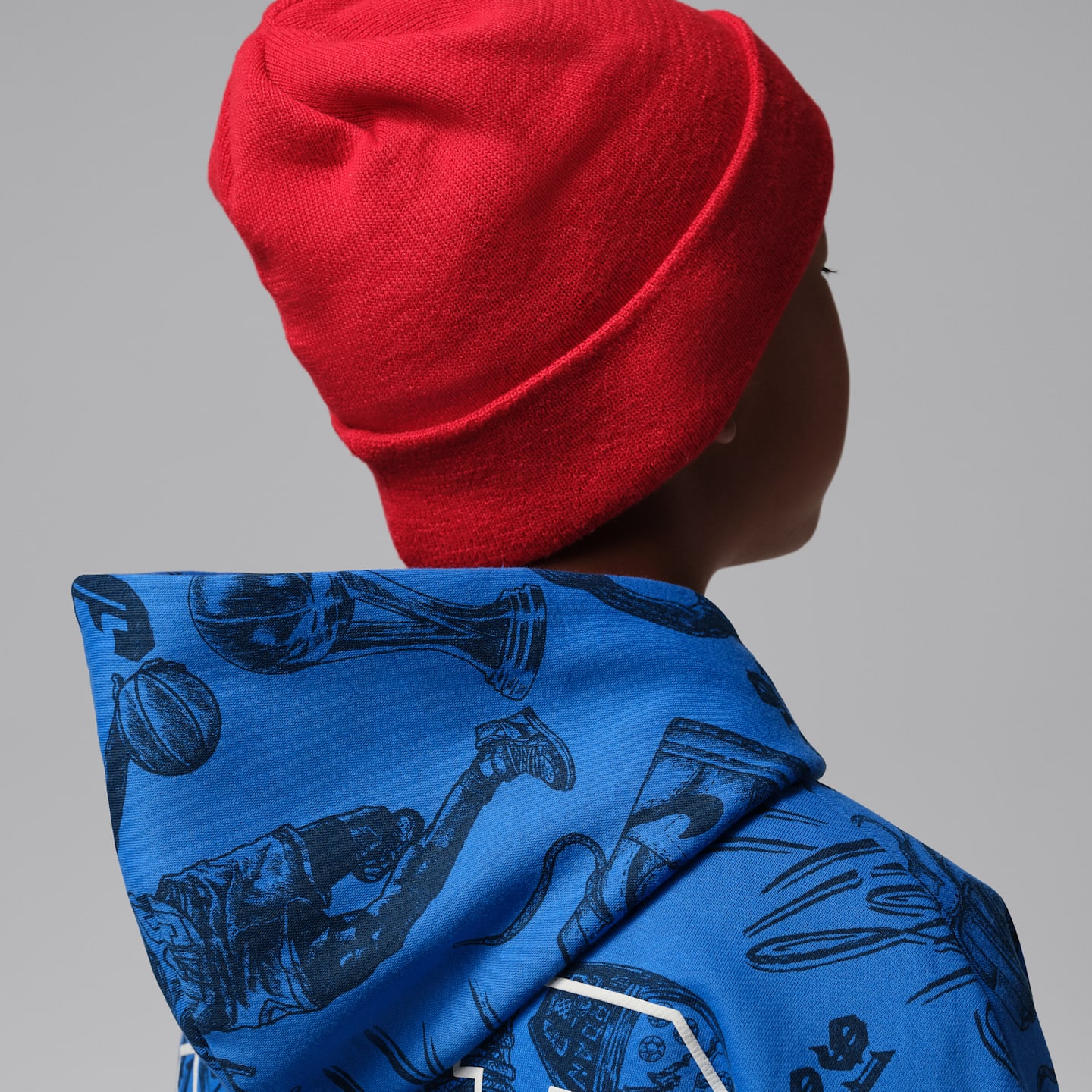 Детское худи Jordan Brooklyn Fireside Fleece Pullover, цвет: Королевский синий — фото 7