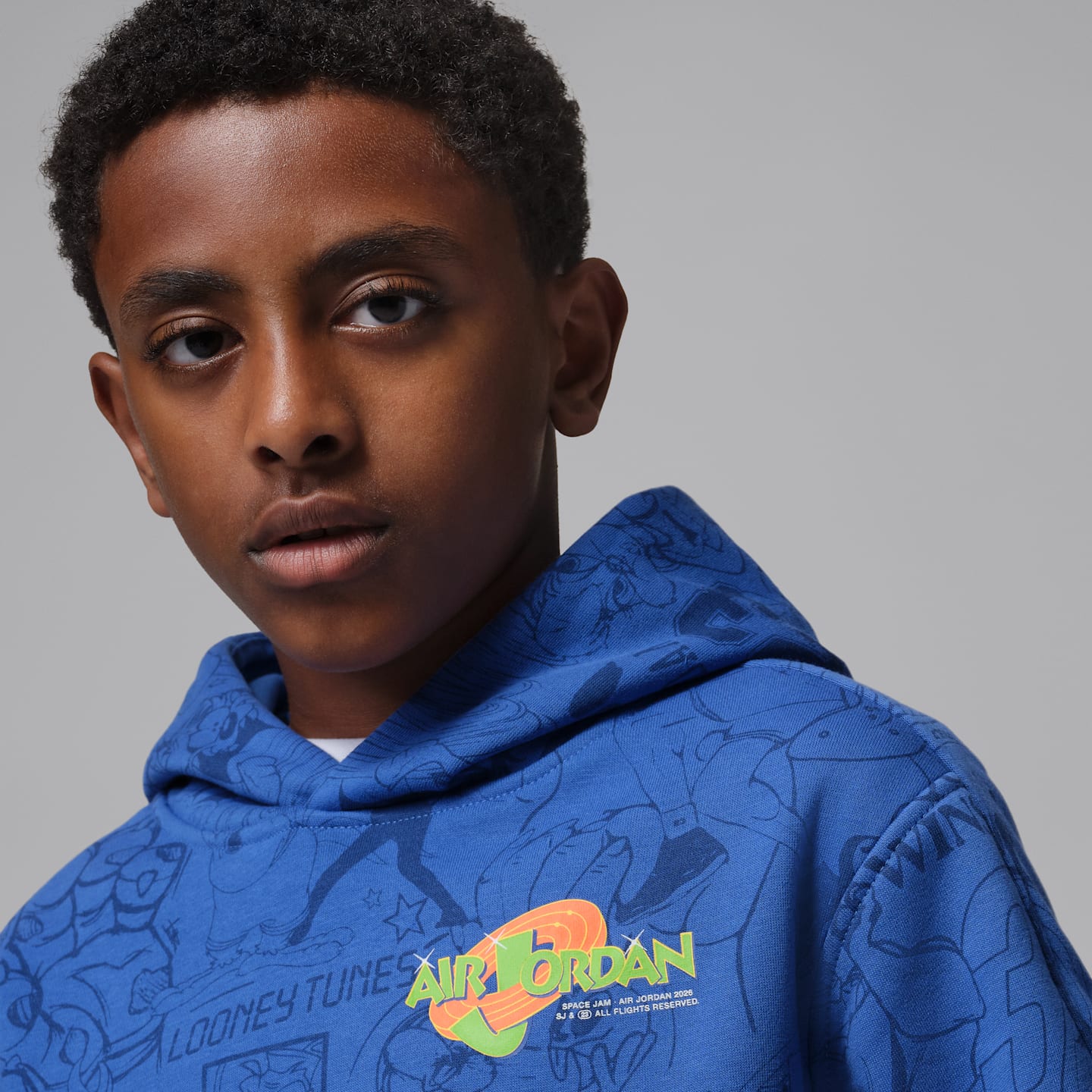 Детское худи Jordan Space Jam Printed Pullover, цвет: Королевский синий — фото 3