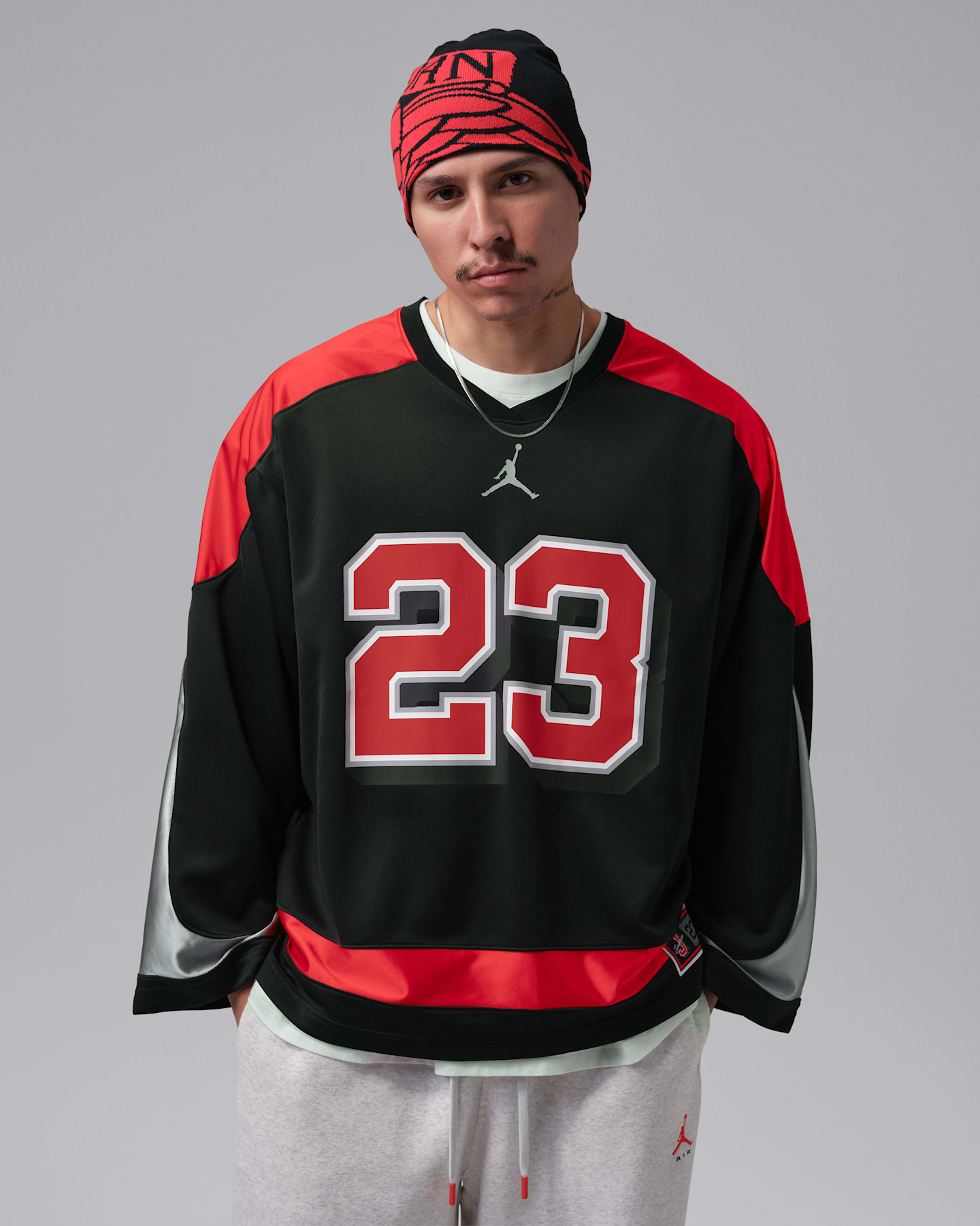 Мужской топ Jordan Brooklyn Hockey Jersey, цвет: Чёрный / Красный — фото 7