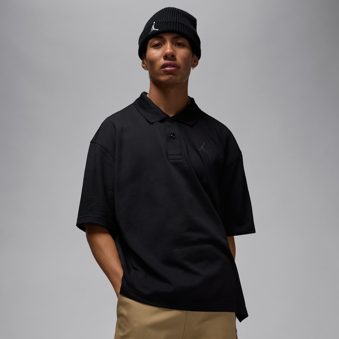 Мужское поло Jordan Brooklyn Polo, цвет: Чёрный / Железный серый — фото 1