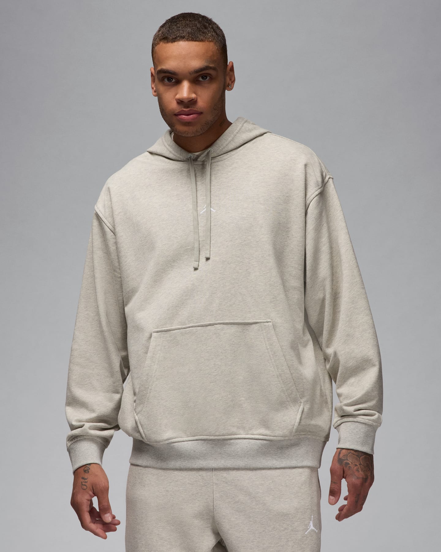 Мужское худи Jordan Sport Crossover Dri-FIT, цвет: Серый меланжевый / Белый — фото 7