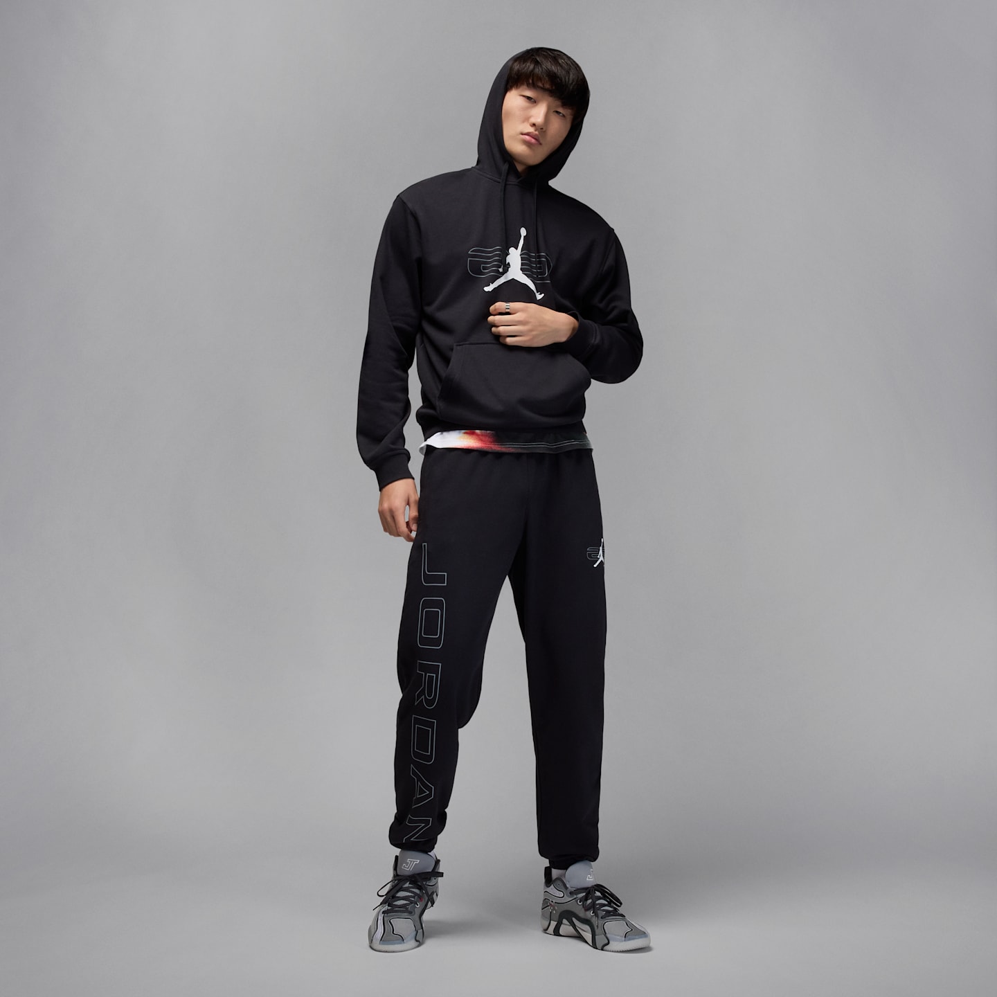 Мужское флисовое худи Jordan Sport Crossover, цвет: Чёрный / Дымчатый серый — фото 7