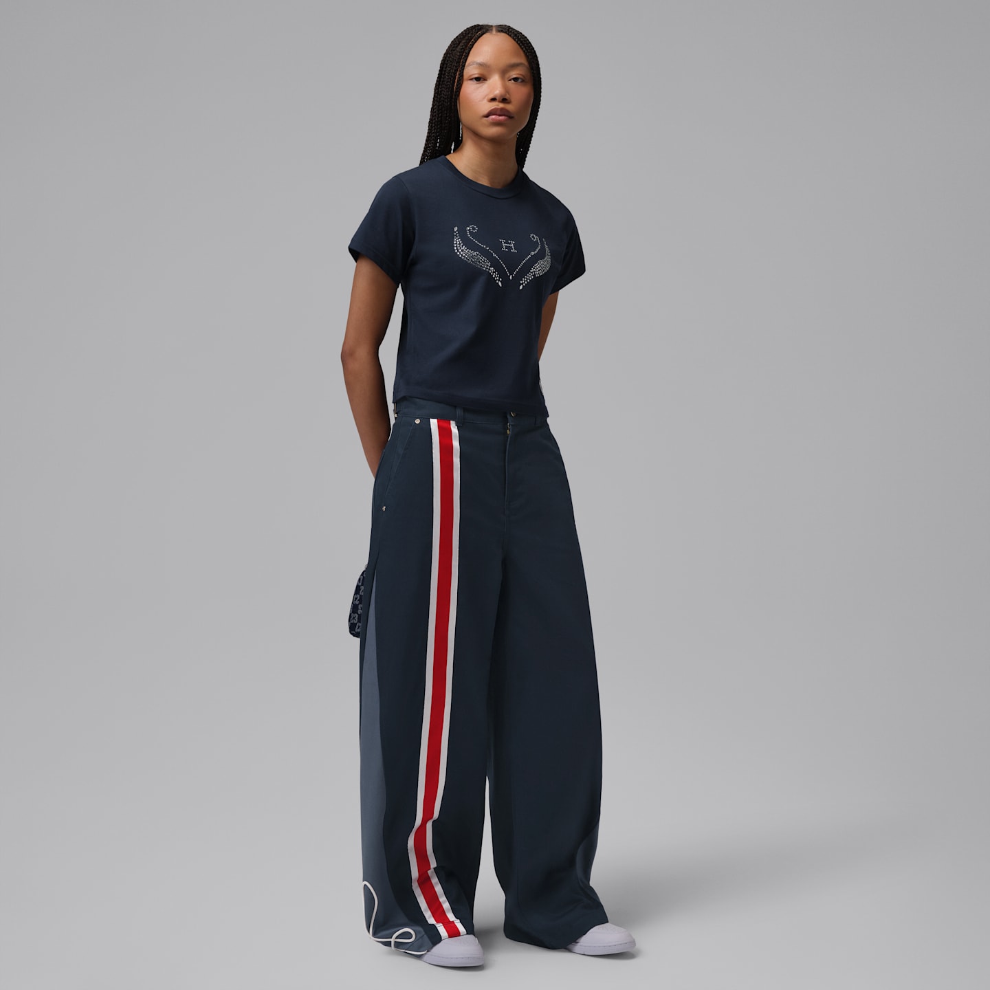 Женские брюки-бочонки Jordan Flight x Howard University, цвет: Тёмно-синий / Синий — фото 7
