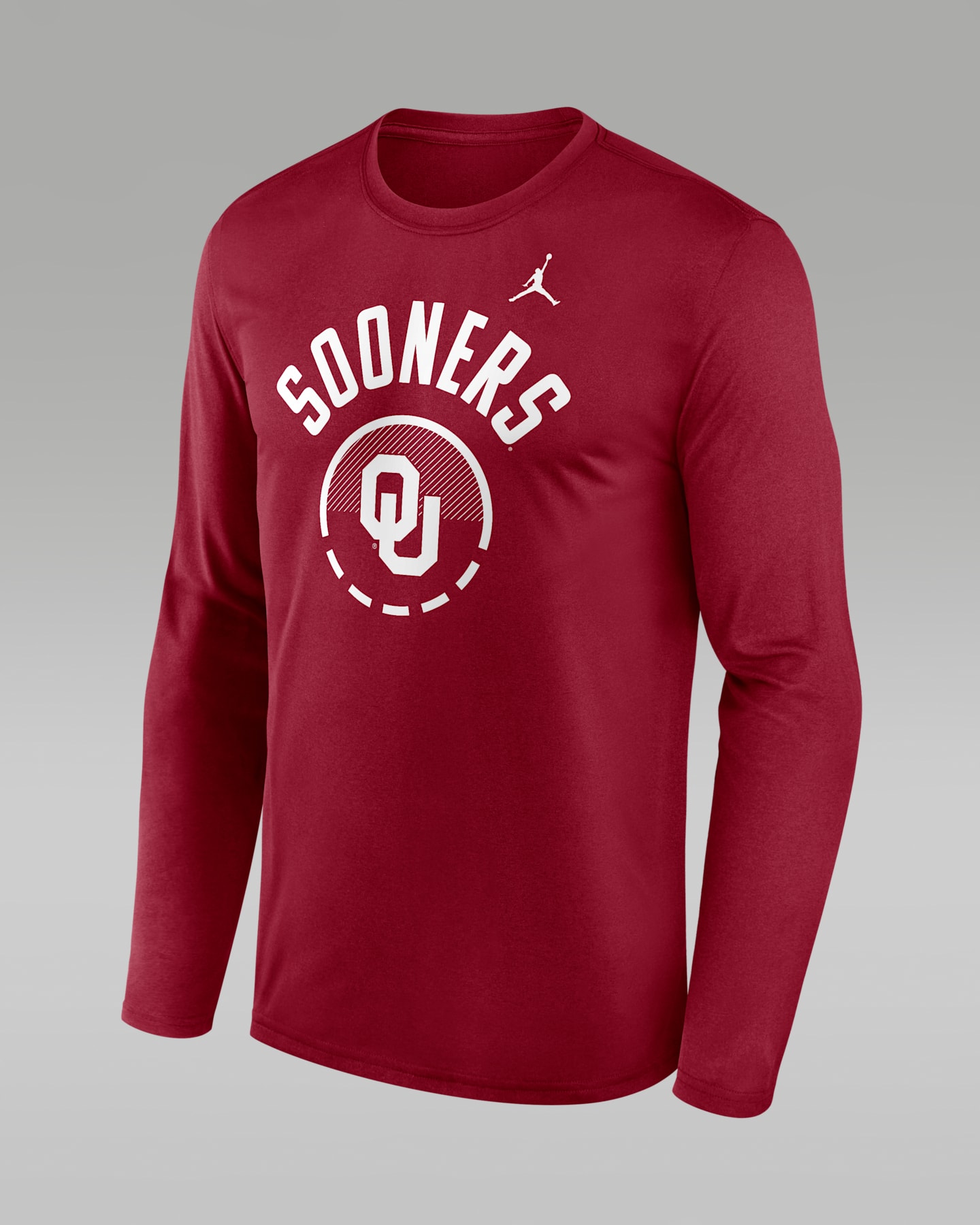 Мужские футболки Oklahoma Courtside Jordan Brand Dri-FIT College Long-Sleeve T-Shirt, цвет: Малиновый — фото 3