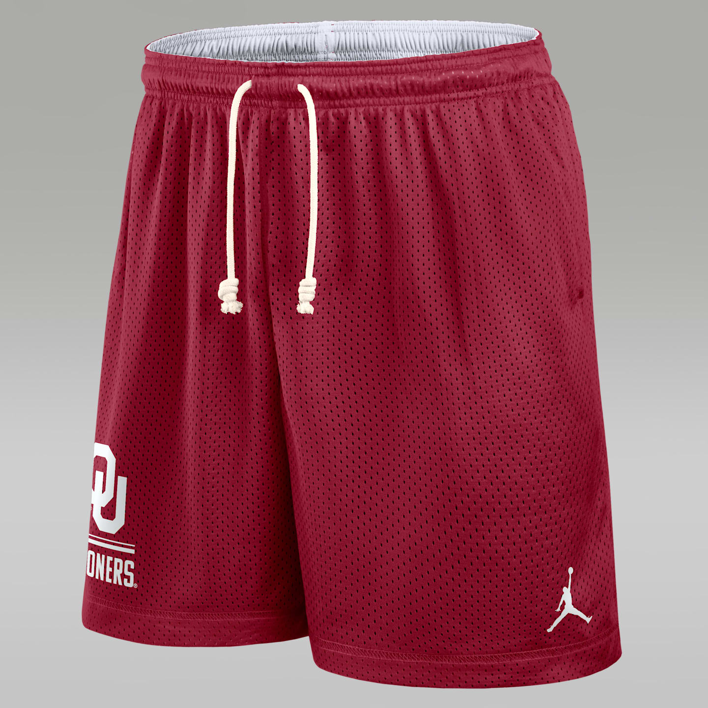 Мужские двусторонние шорты Jordan Brand Oklahoma Courtside Dri-FIT, цвет: Малиновый / Белый — фото 1