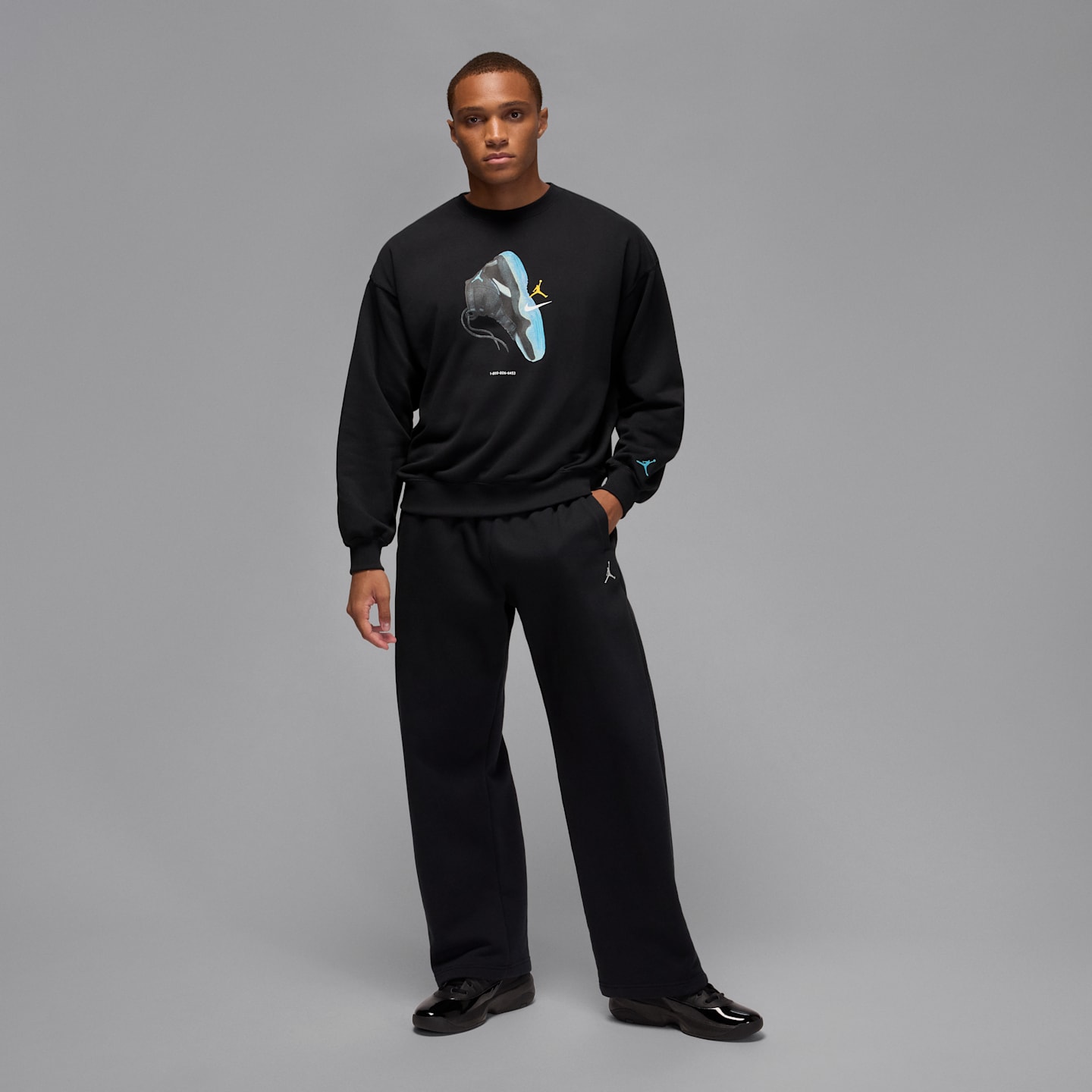 Мужская толстовка Jordan Brooklyn Fleece Crewneck, цвет: Чёрный / Синий — фото 6