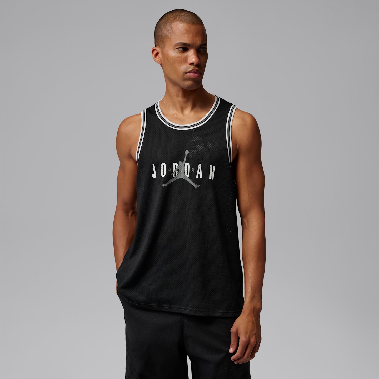 Мужской топ Jordan Brooklyn Mesh Jersey, цвет: Чёрный / Железный серый — фото 1