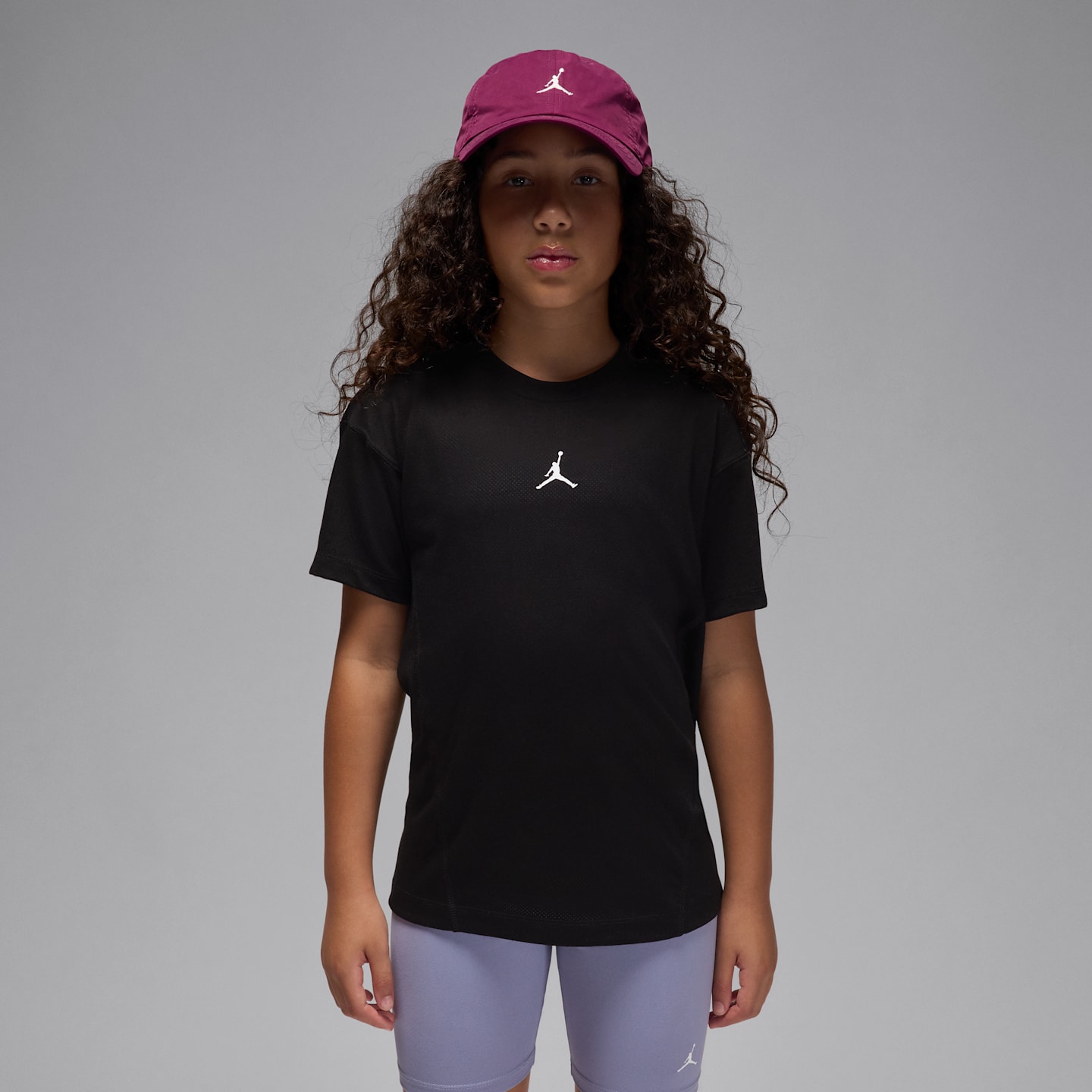 Детский топ Jordan Sport Dri-FIT Diamond с коротким рукавом, цвет: Чёрный — фото 1