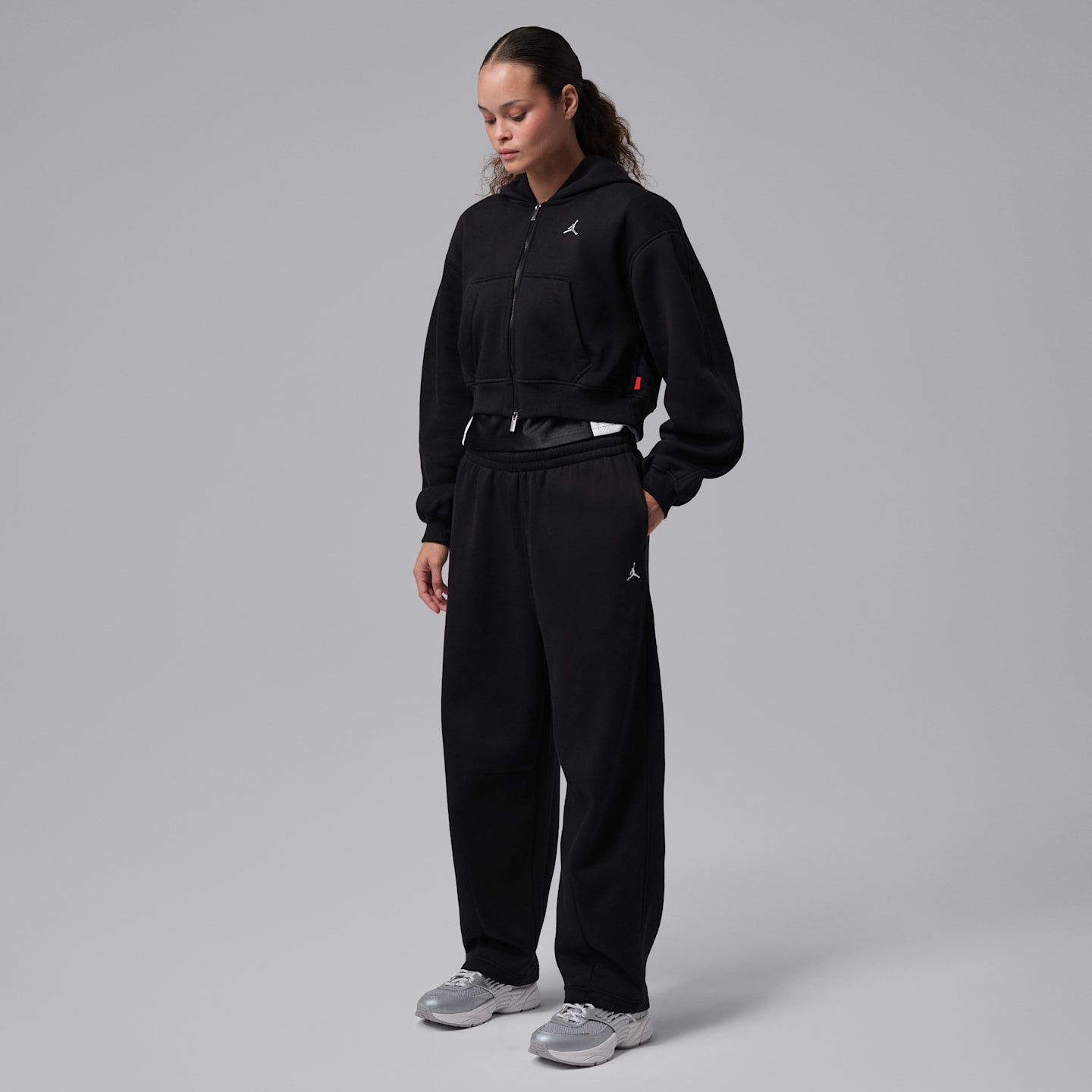 Женское худи Jordan Brooklyn Cropped Full-Zip, цвет: Чёрный — фото 8