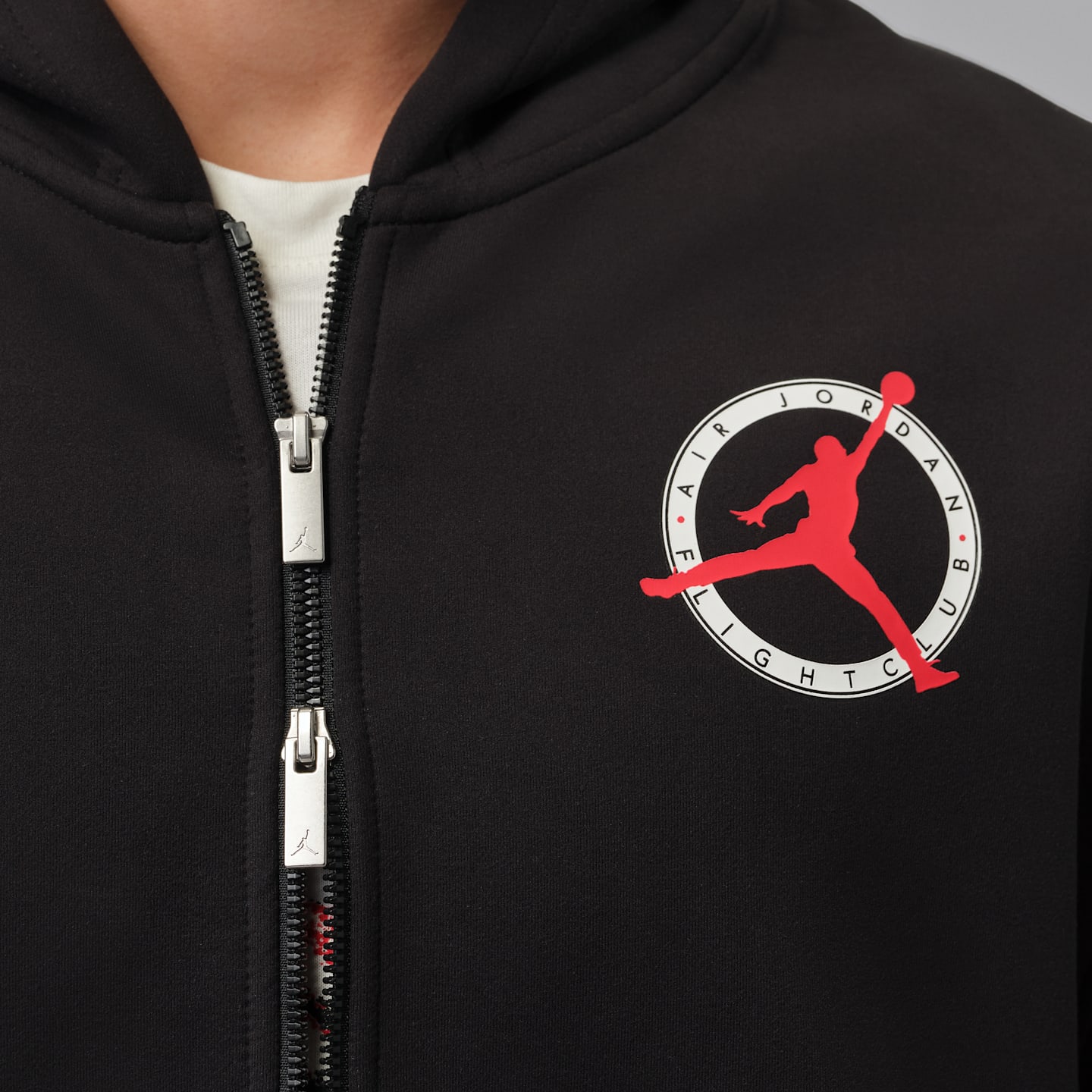 Мужская флисовая трикотажная толстовка Jordan Flight Club на молнии, цвет: Чёрный — фото 4