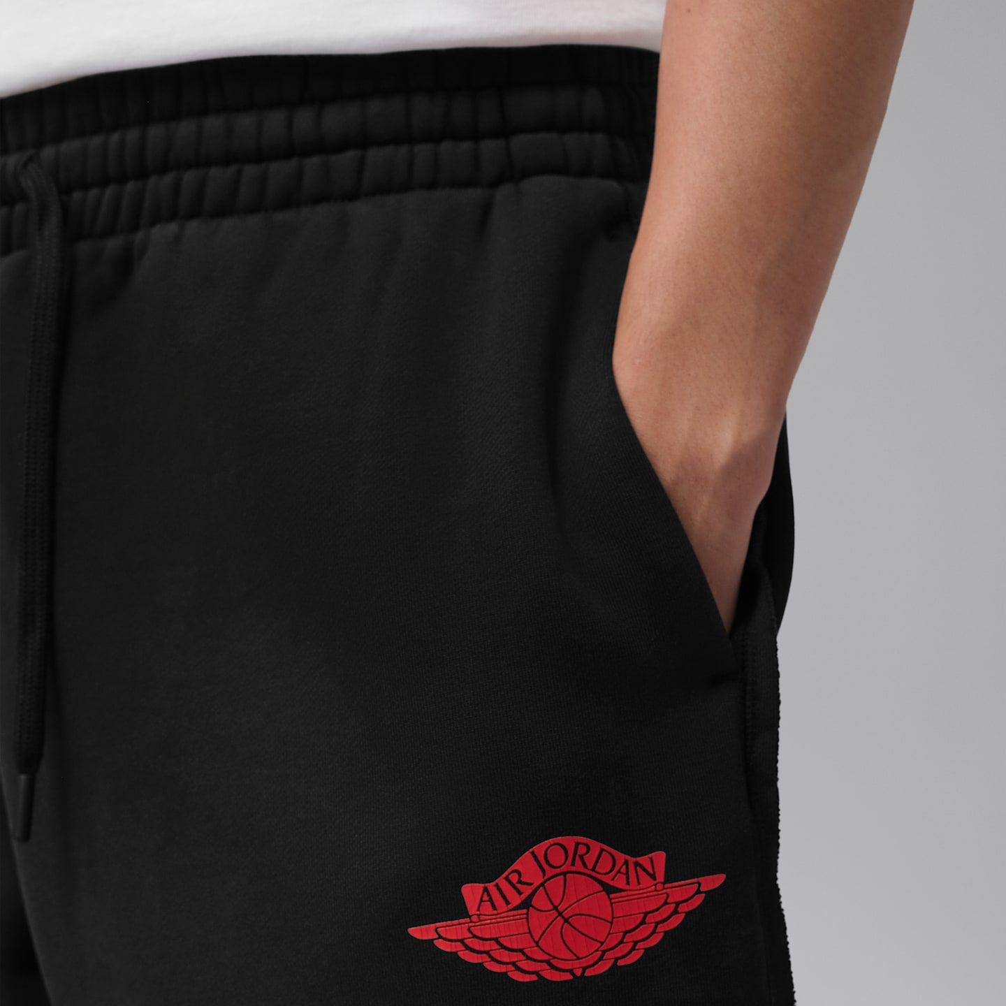 Мужские брюки Jordan Flight Fleece, цвет: Чёрный / Красный — фото 3