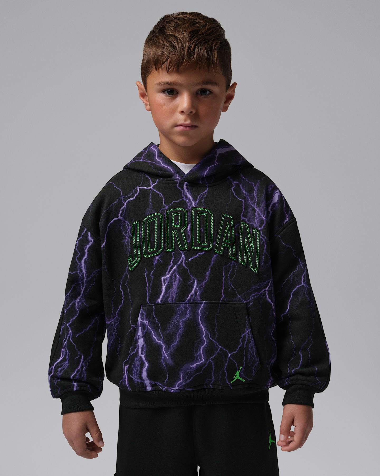Детское худи Jordan Shock and Ahhh Fleece Pullover, цвет: Чёрный — фото 9