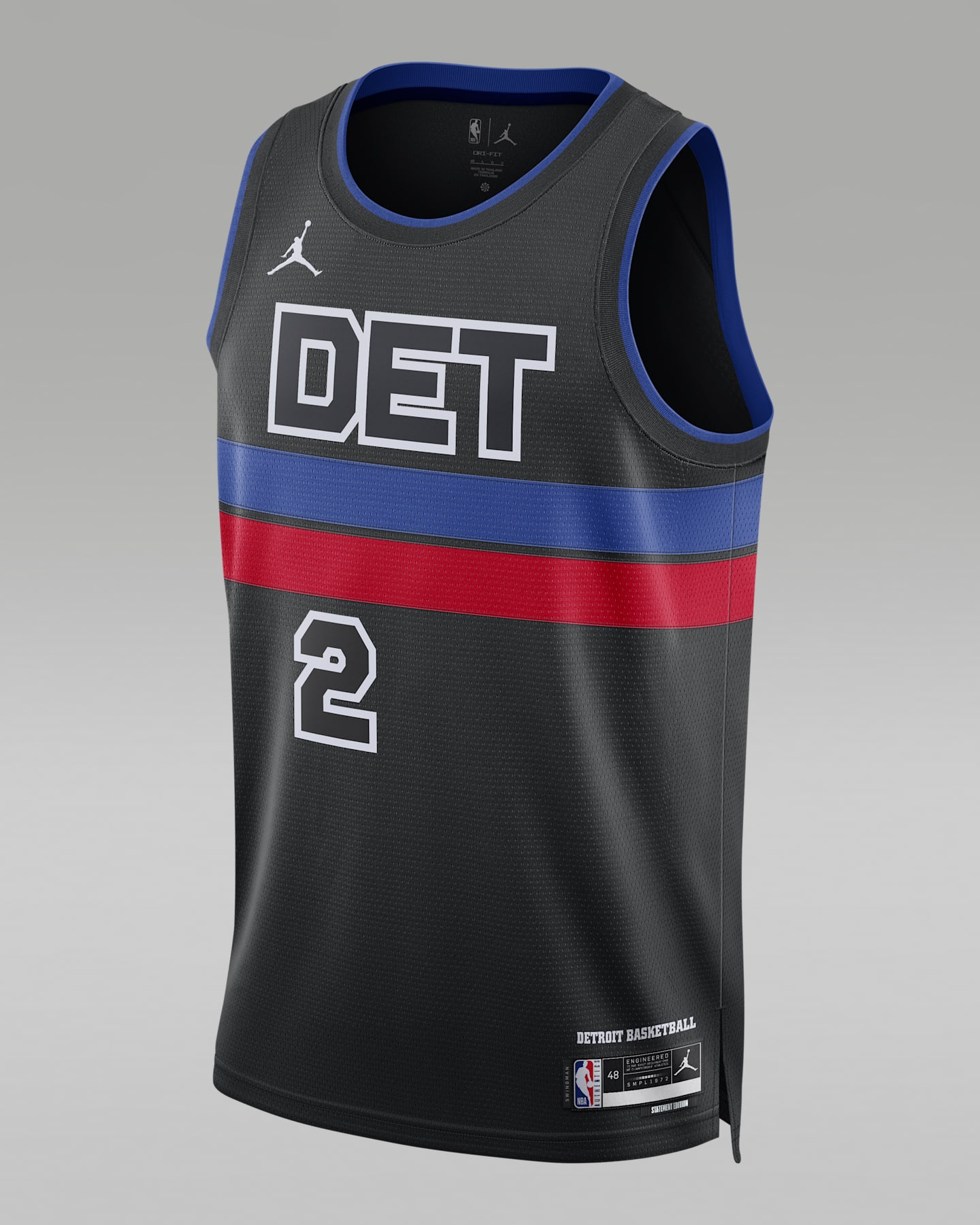 Мужское джерси Jordan Cade Cunningham 2024/25 Statement Edition Dri-FIT NBA Swingman, цвет: Чёрный / Синий — фото 3