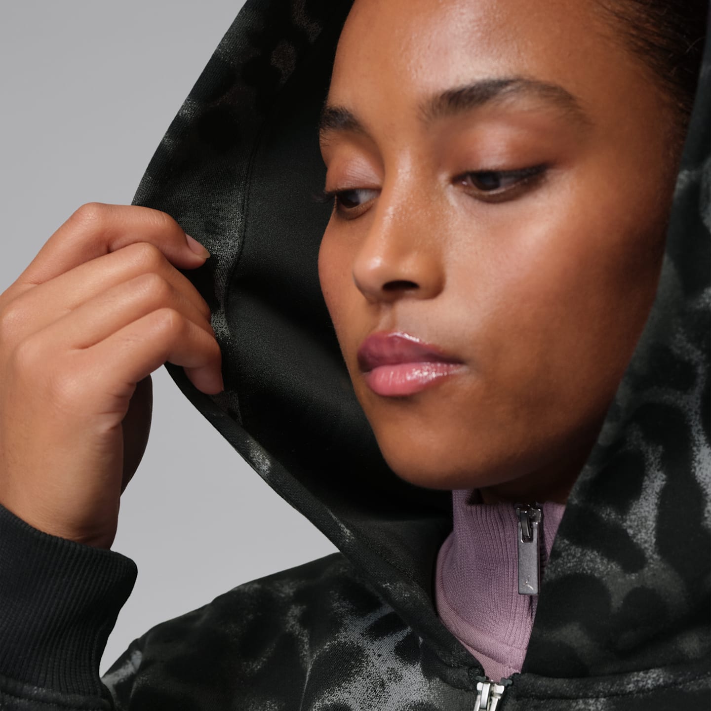 Женское худи Jordan Brooklyn Fleece Cropped Full-Zip, цвет: Чёрный — фото 8