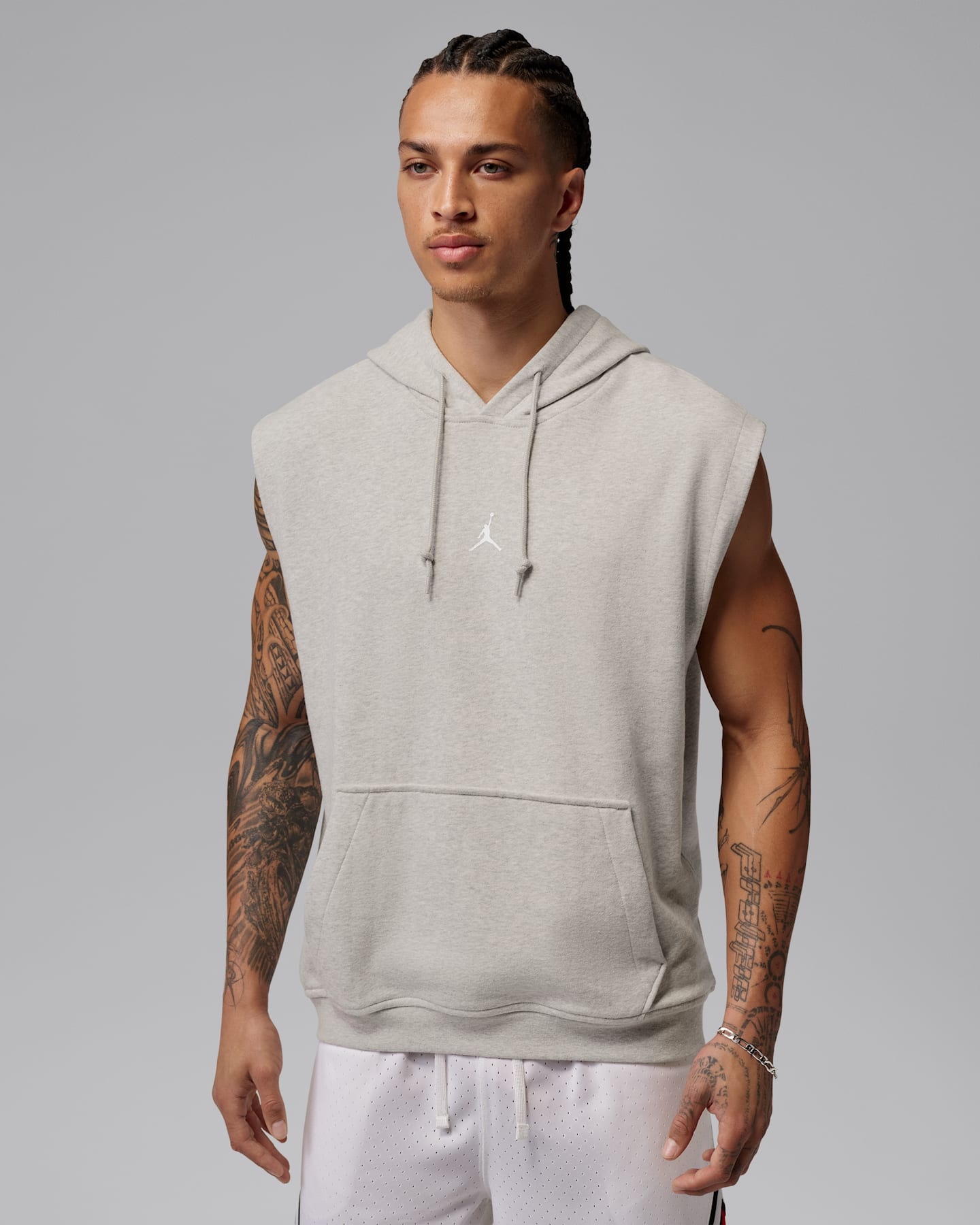Мужское худи без рукавов Jordan Sport Crossover Dri-FIT, цвет: Серый меланжевый / Белый — фото 7