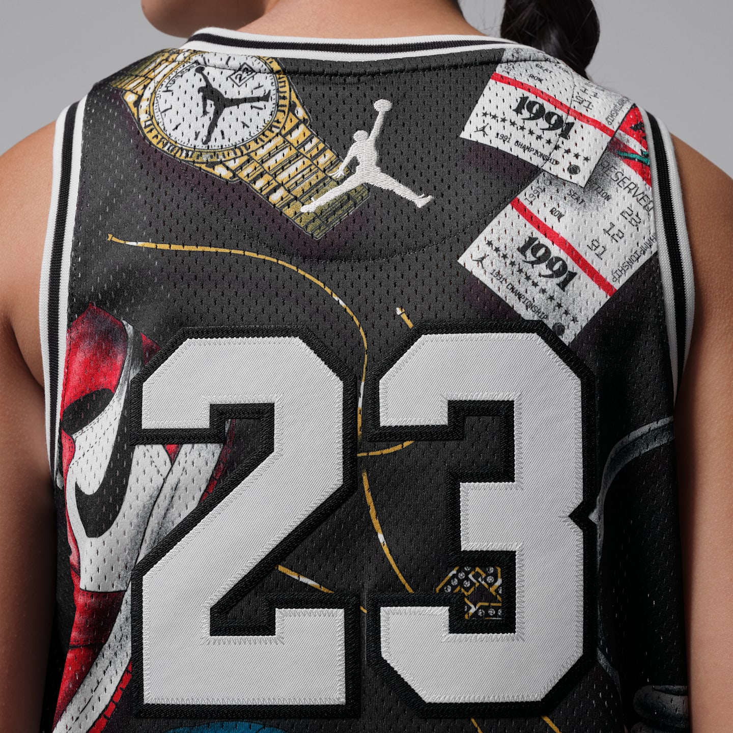 Детский топ Jordan Printed 23 Jersey, цвет: Чёрный / Почти чёрный — фото 5