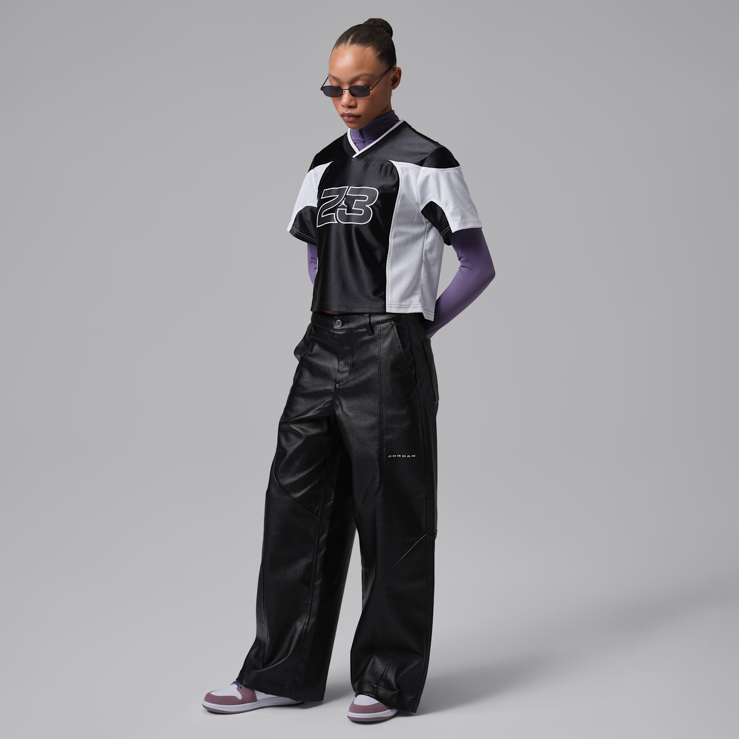 Женские брюки Jordan Flight Faux-Leather Baggy, цвет: Чёрный — фото 5