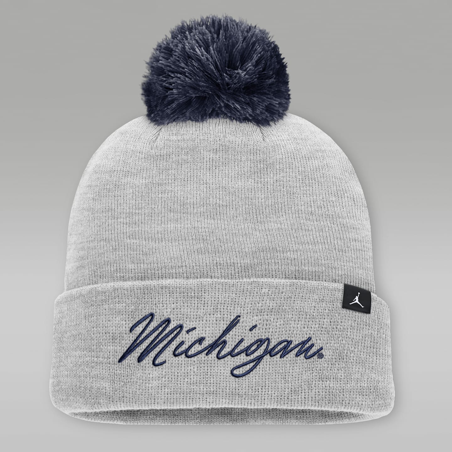 Мужская шапка-бини Jordan Brand College Michigan Peak с отворотом, цвет: Серый меланжевый — фото 2