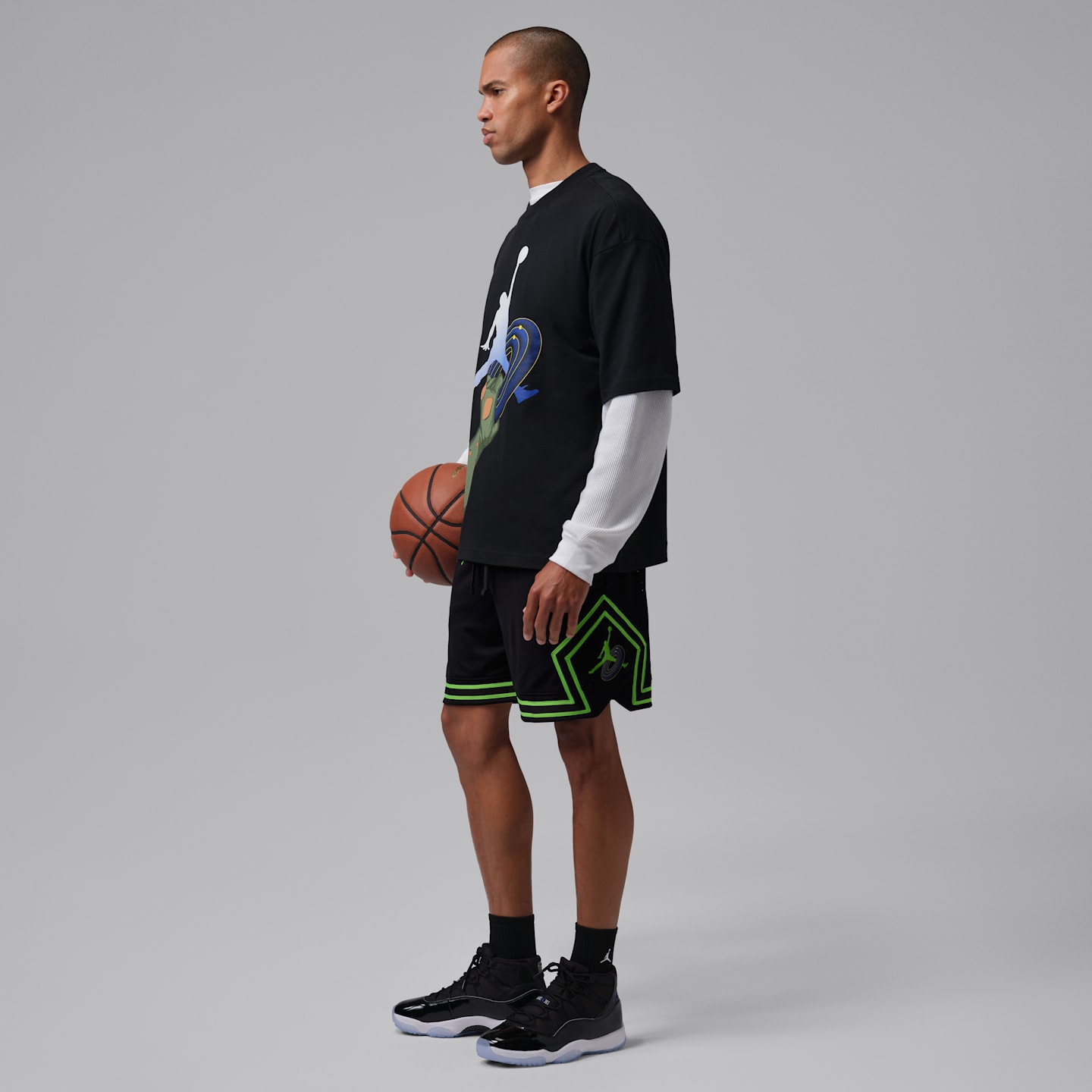 Мужские шорты Jordan Dri-FIT Space Jam Diamond, цвет: Чёрный / Зелёный — фото 6