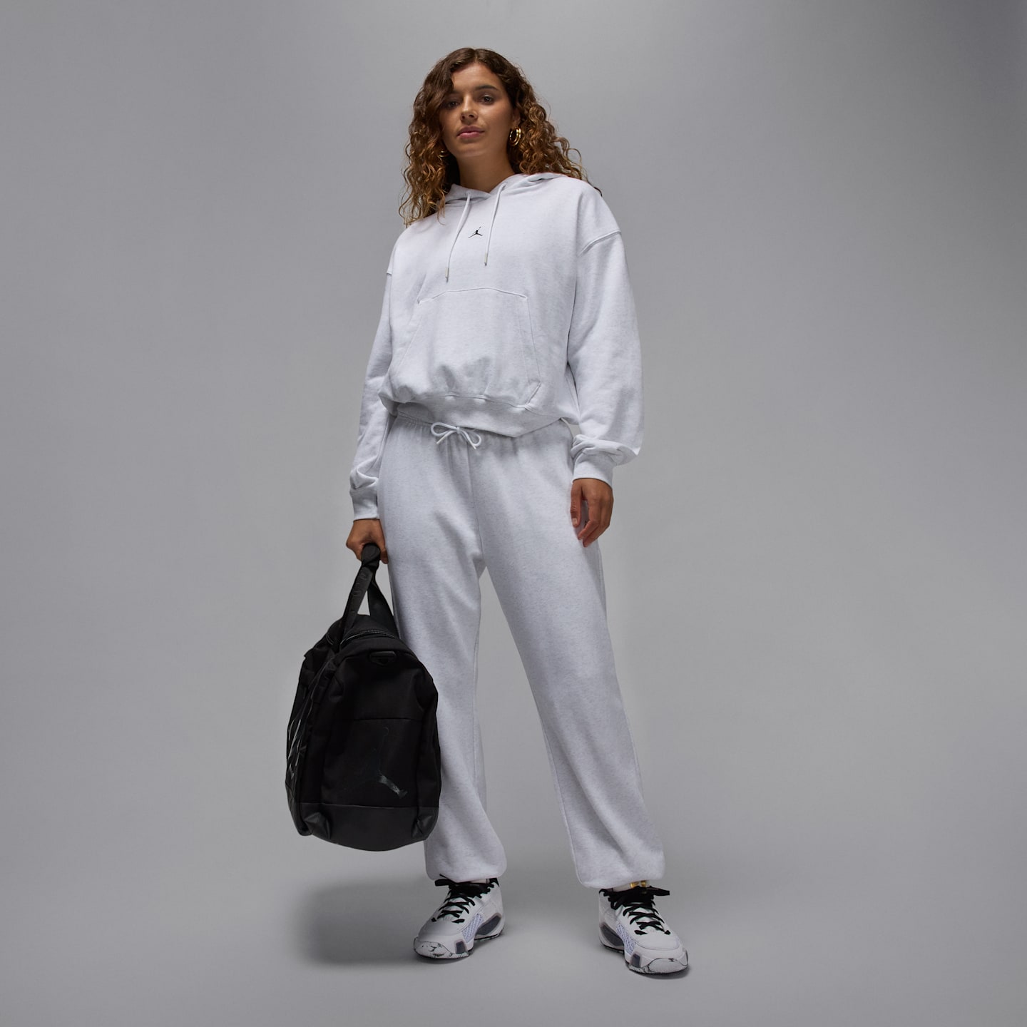 Женское худи Jordan Sport Crossover Dri-FIT Fleece, цвет: Берёзовый меланжевый / Чёрный — фото 6