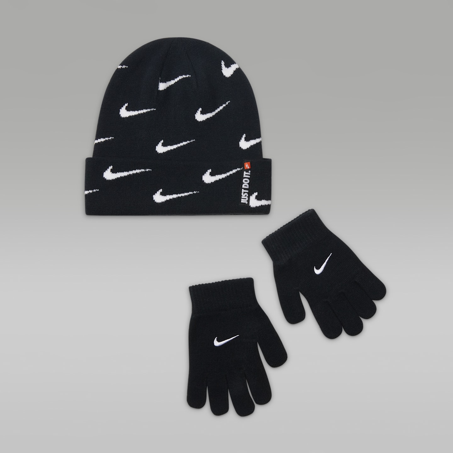 Детский набор Nike Swoosh Repeat из двух шапок, цвет: Чёрный — фото 1