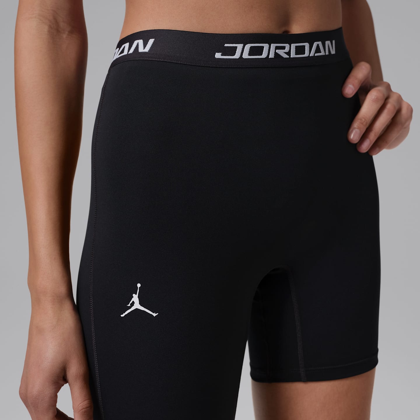 Женский баскетбольный тайтс Jordan Sport с высокой посадкой на одну ногу, правый, цвет: Чёрный / Белый — фото 3