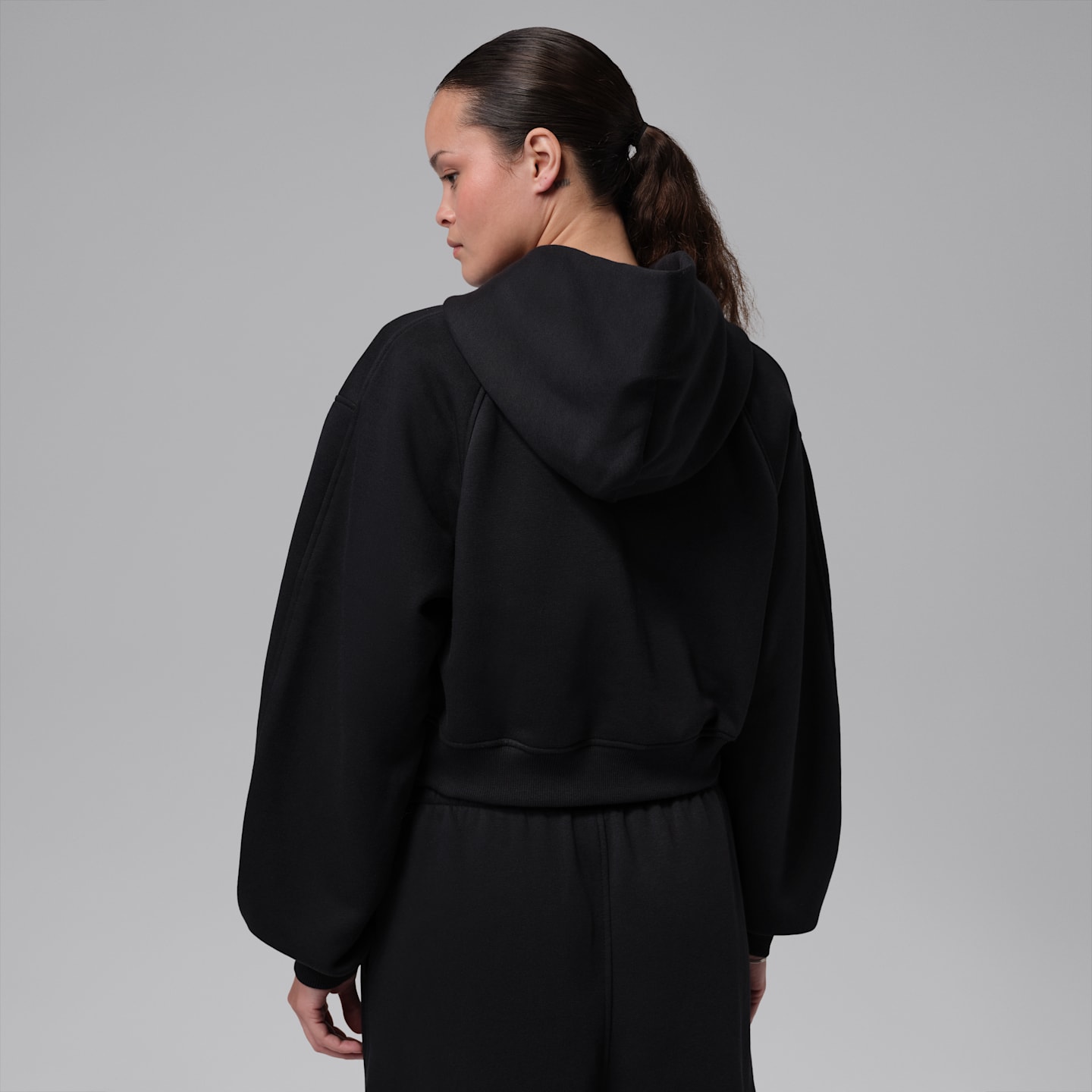 Женское худи Jordan Brooklyn Cropped Full-Zip, цвет: Чёрный — фото 2
