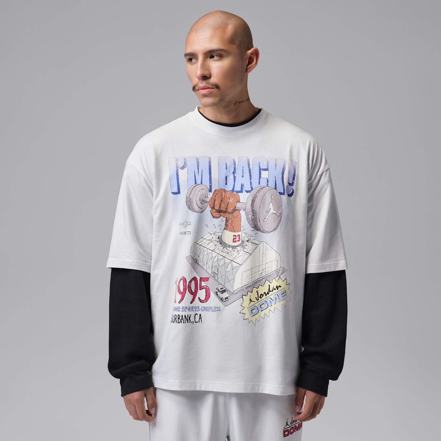 Мужская футболка Jordan Dri-FIT Dome Jam Sport Crew-Neck, цвет: Снежный белый / Серебристый
