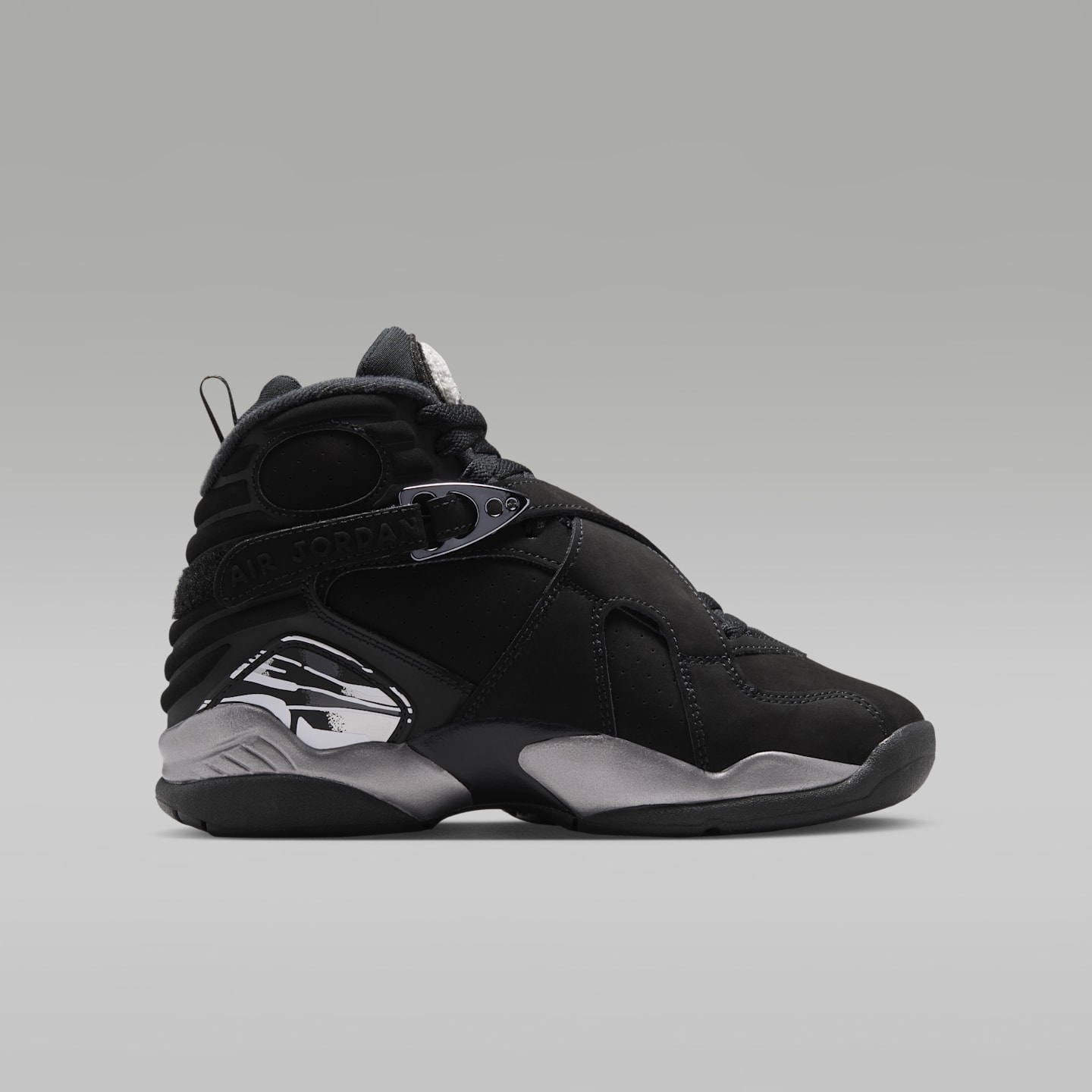 Детские кроссовки Air Jordan 8 Retro "Chrome", цвет: Чёрный / Графитовый — фото 3