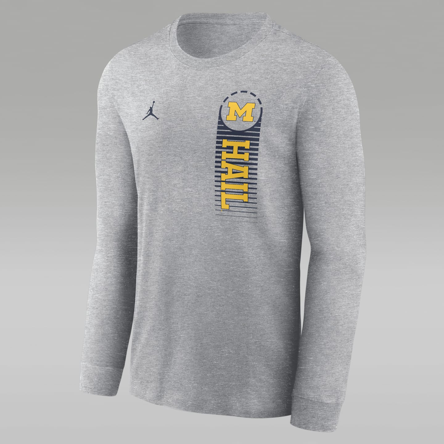 Мужские футболки Michigan Primetime Nike College Long-Sleeve, цвет: Серый меланжевый — фото 1