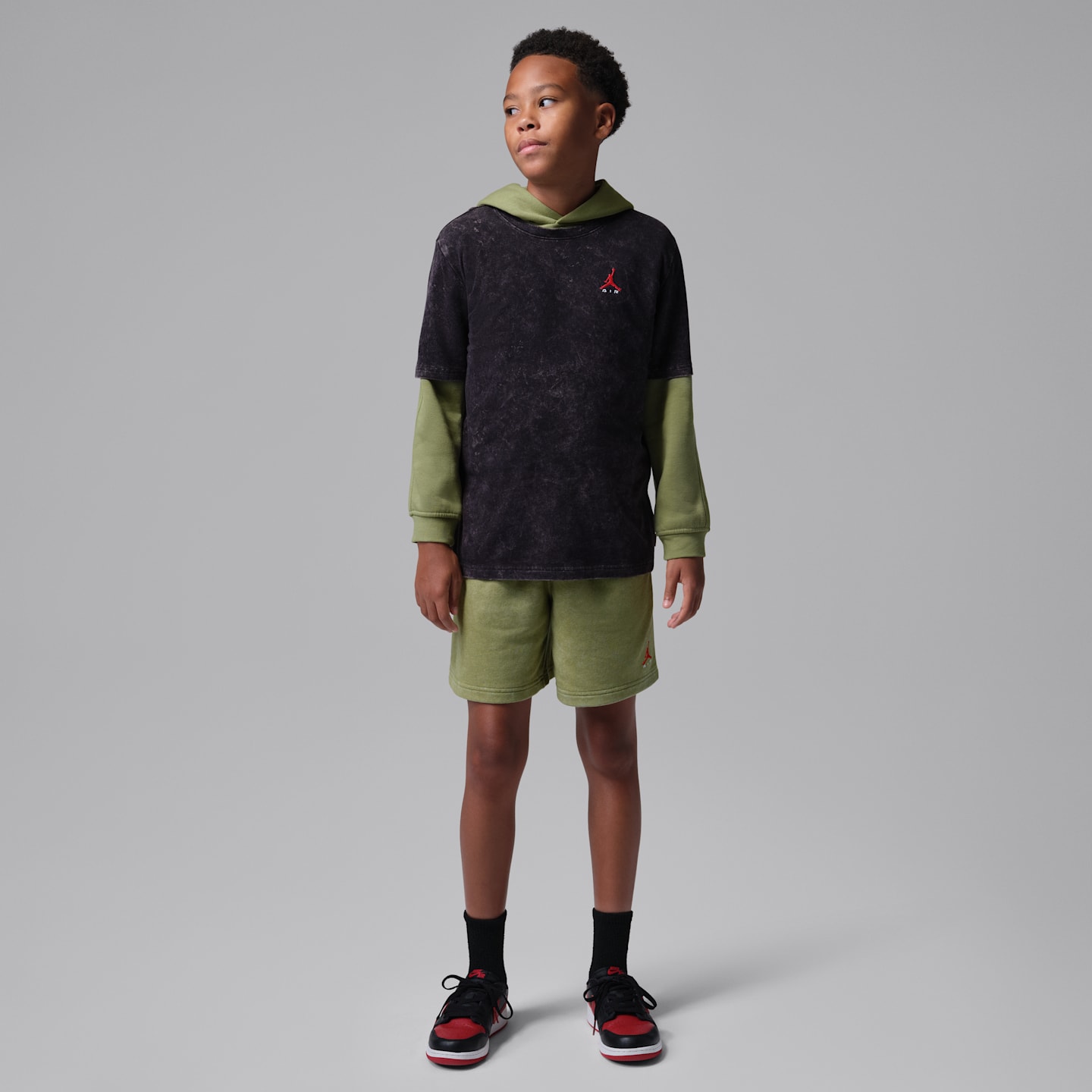Детские шорты Jordan Acid Wash из футера, цвет: Alligator — фото 6