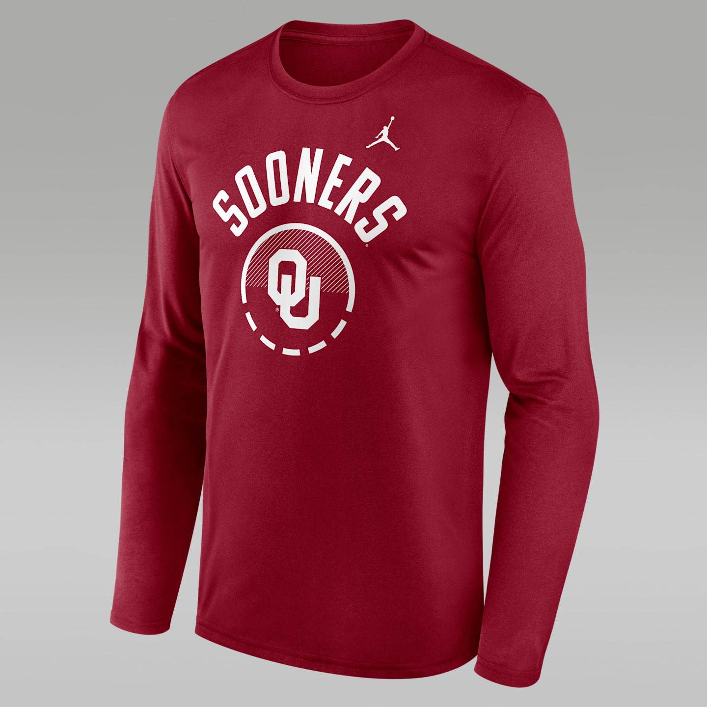 Мужские футболки Oklahoma Courtside Jordan Brand Dri-FIT College Long-Sleeve T-Shirt, цвет: Малиновый