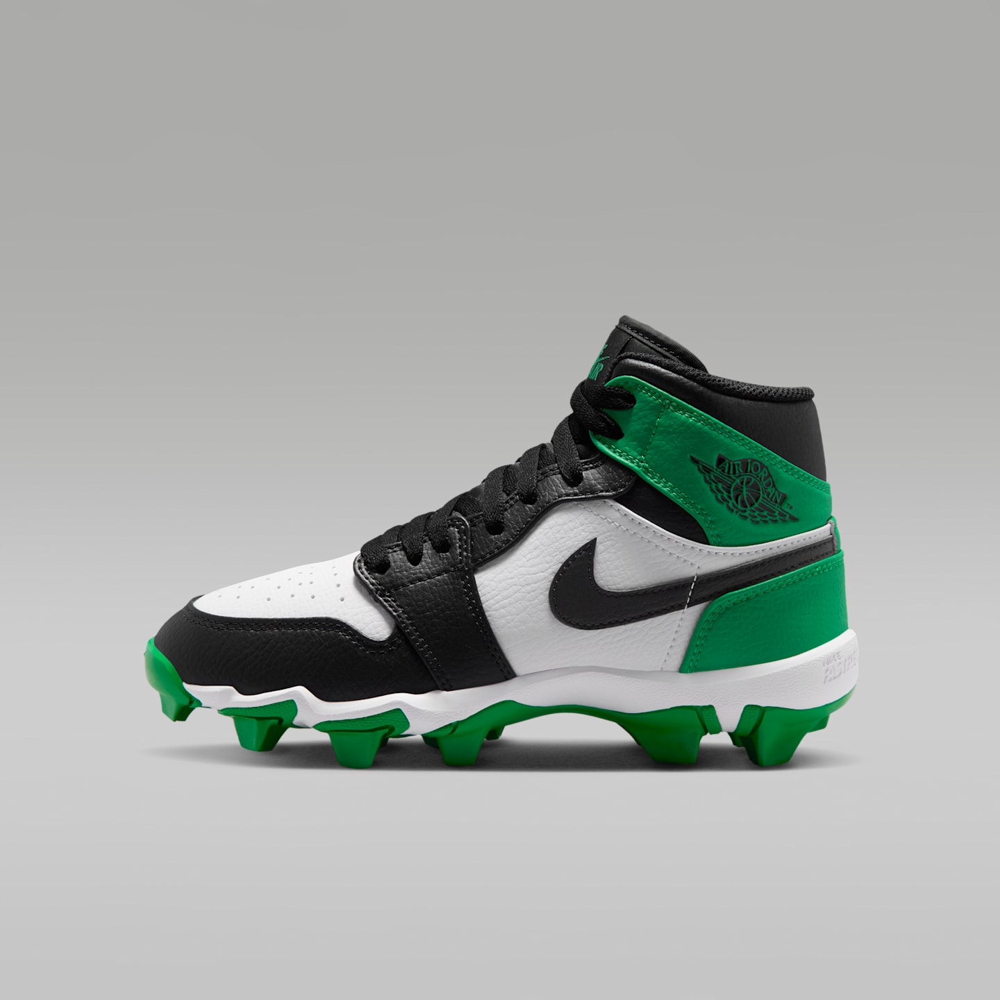Детские бутсы Jordan 1 Mid Cleats, цвет: Чёрный / Зелёный — фото 1