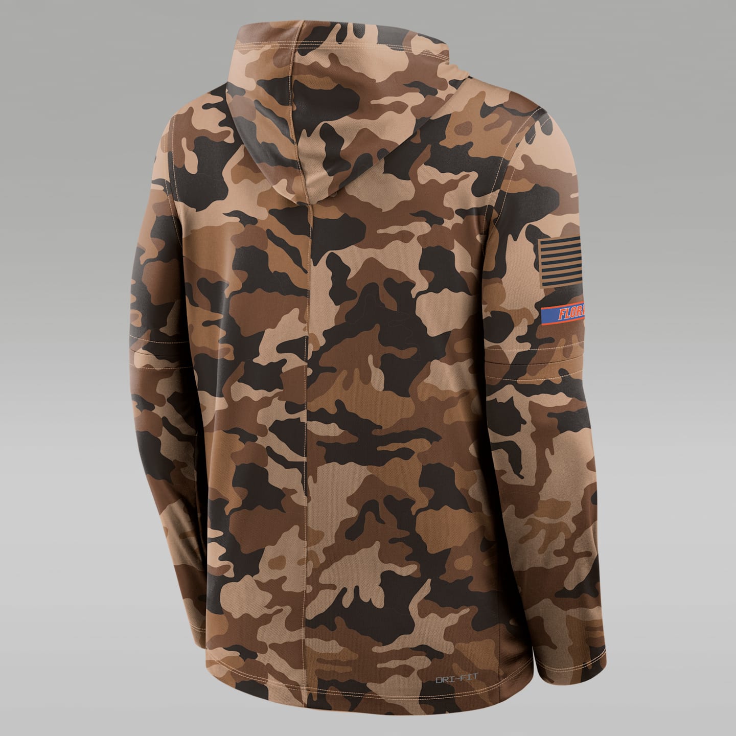 Мужской топ Jordan Florida Military Appreciation Dri-FIT College Long-Sleeve Hooded Top, цвет: Пустынный камуфляжный — фото 2