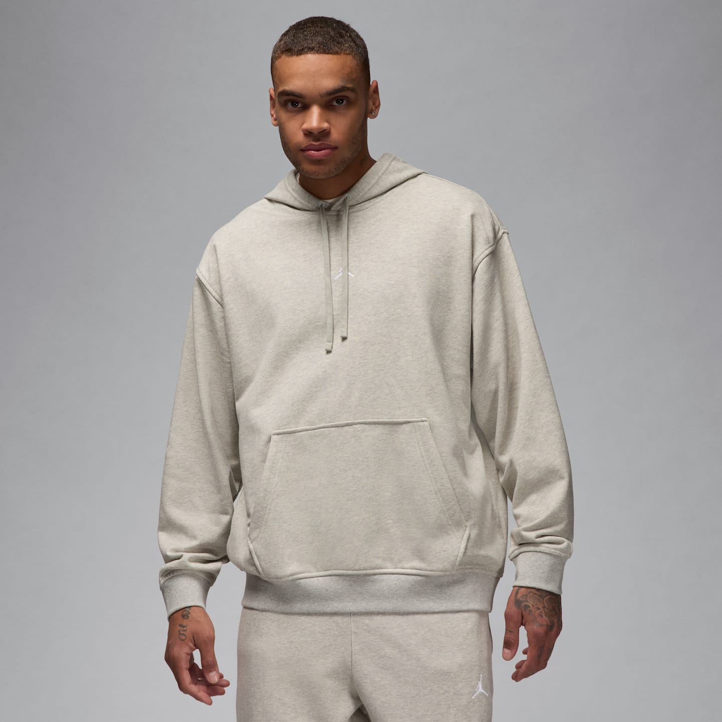 Мужское худи Jordan Sport Crossover Dri-FIT, цвет: Серый меланжевый / Белый — фото 1