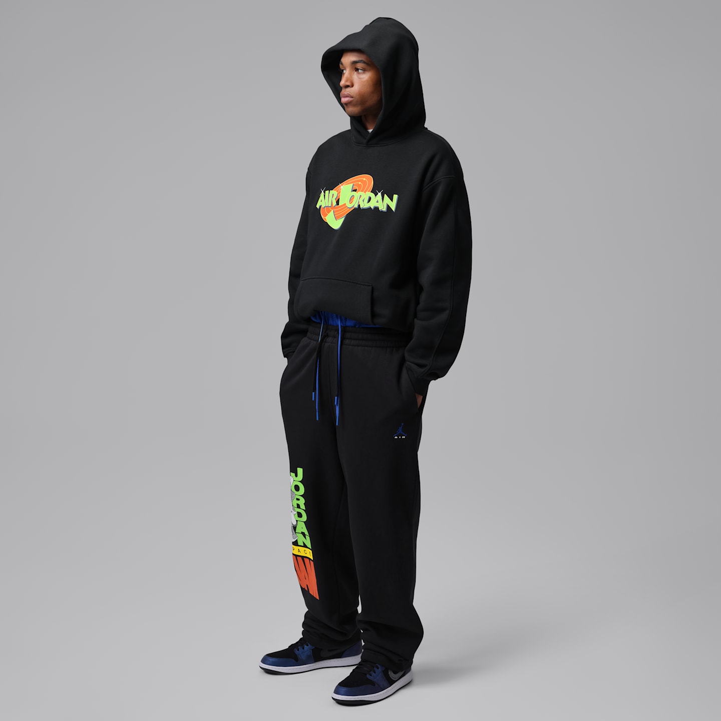 Мужские брюки Jordan Brooklyn Space Jam Fleece Cuffed, цвет: Чёрный — фото 7