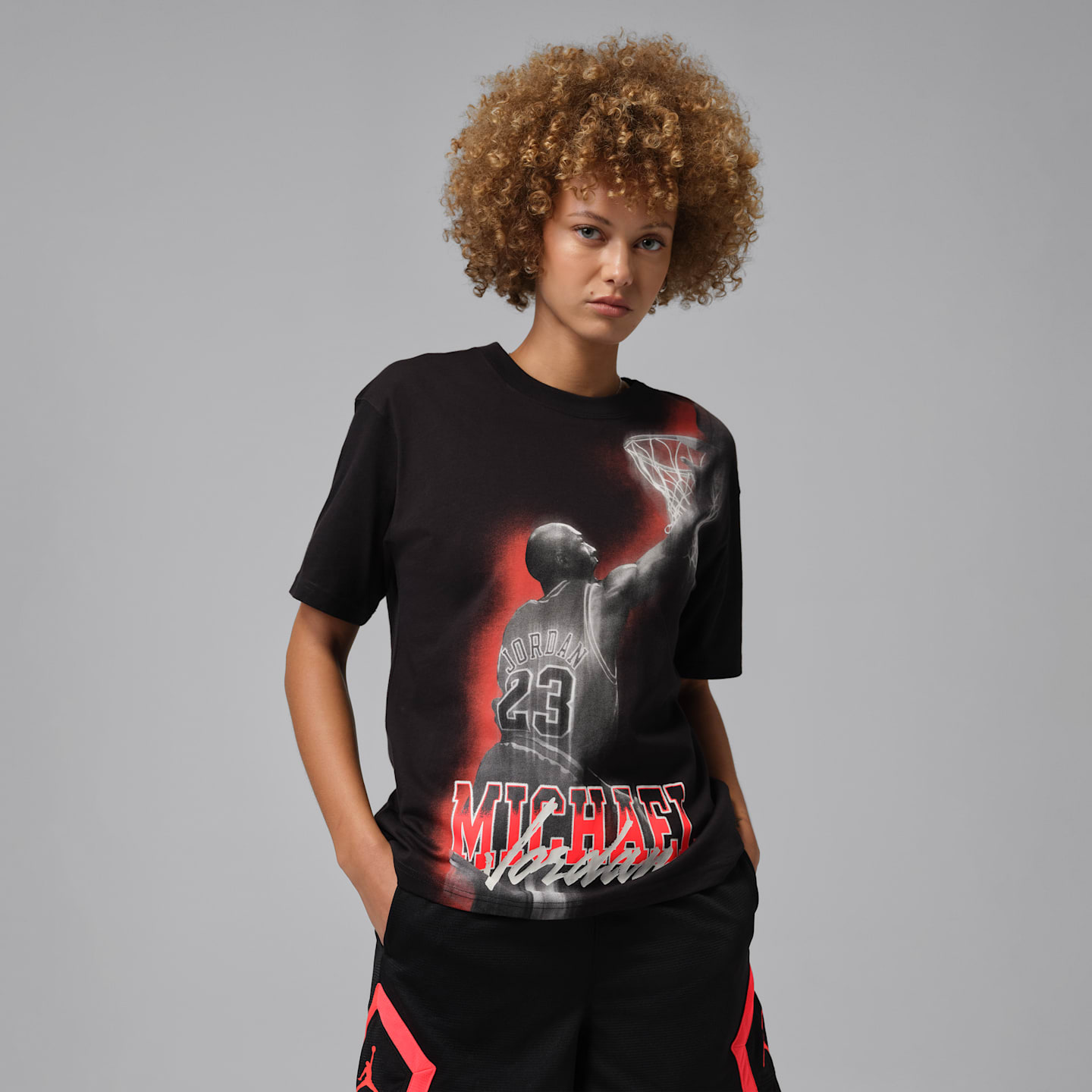 Женская футболка Jordan Sport Heritage Dri-FIT с принтом, цвет: Чёрный — фото 1