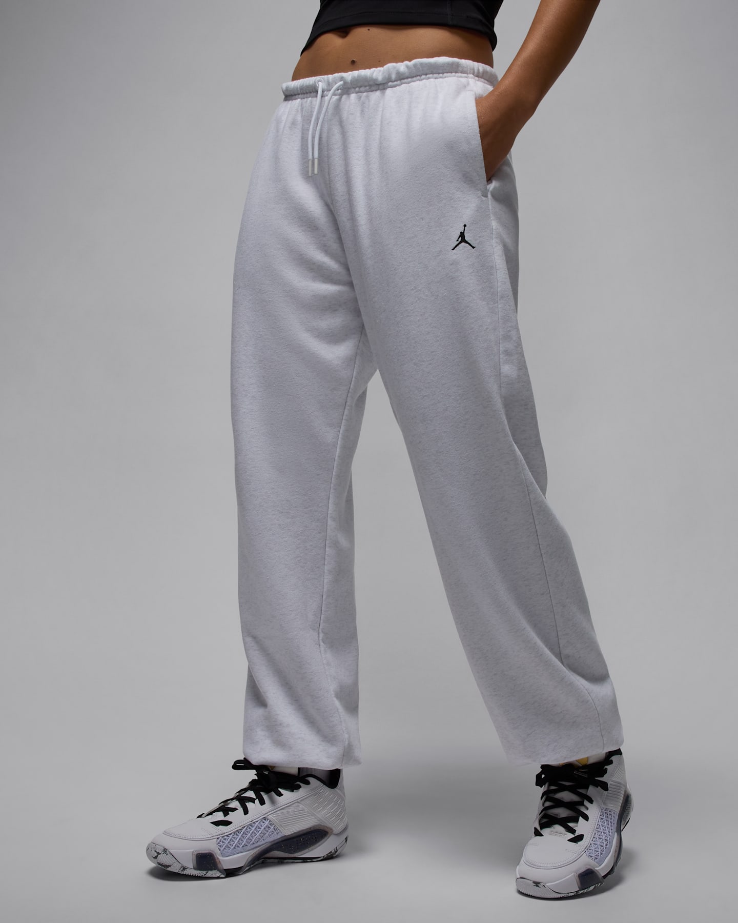 Женские брюки Jordan Sport Crossover Dri-FIT Fleece, цвет: Берёзовый меланжевый / Чёрный — фото 6