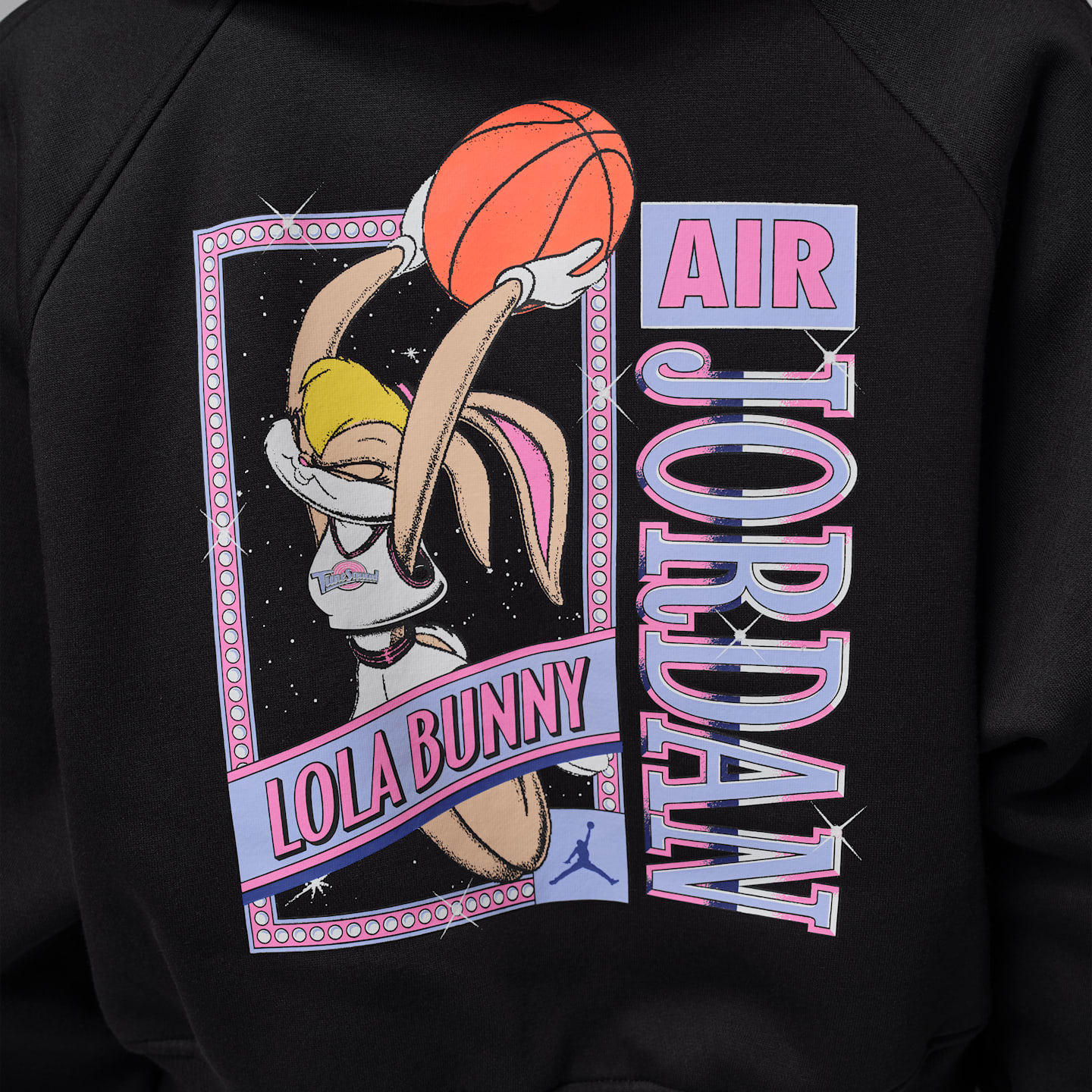 Женское худи Jordan Brooklyn Space Jam Fleece Full-Zip Cropped, цвет: Чёрный / Королевский синий — фото 8