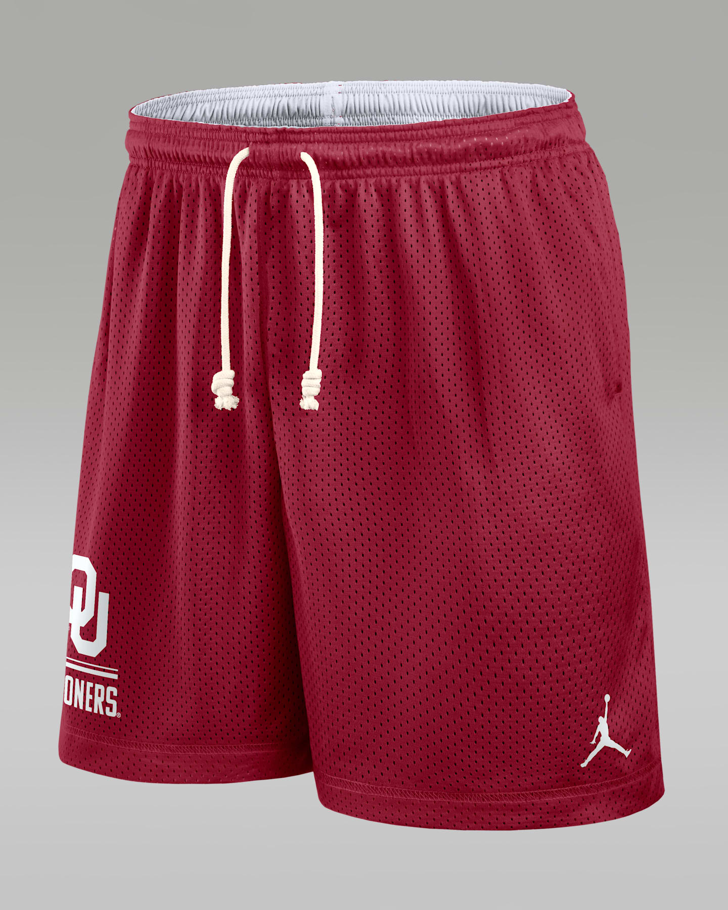 Мужские двусторонние шорты Jordan Brand Oklahoma Courtside Dri-FIT, цвет: Малиновый / Белый — фото 5