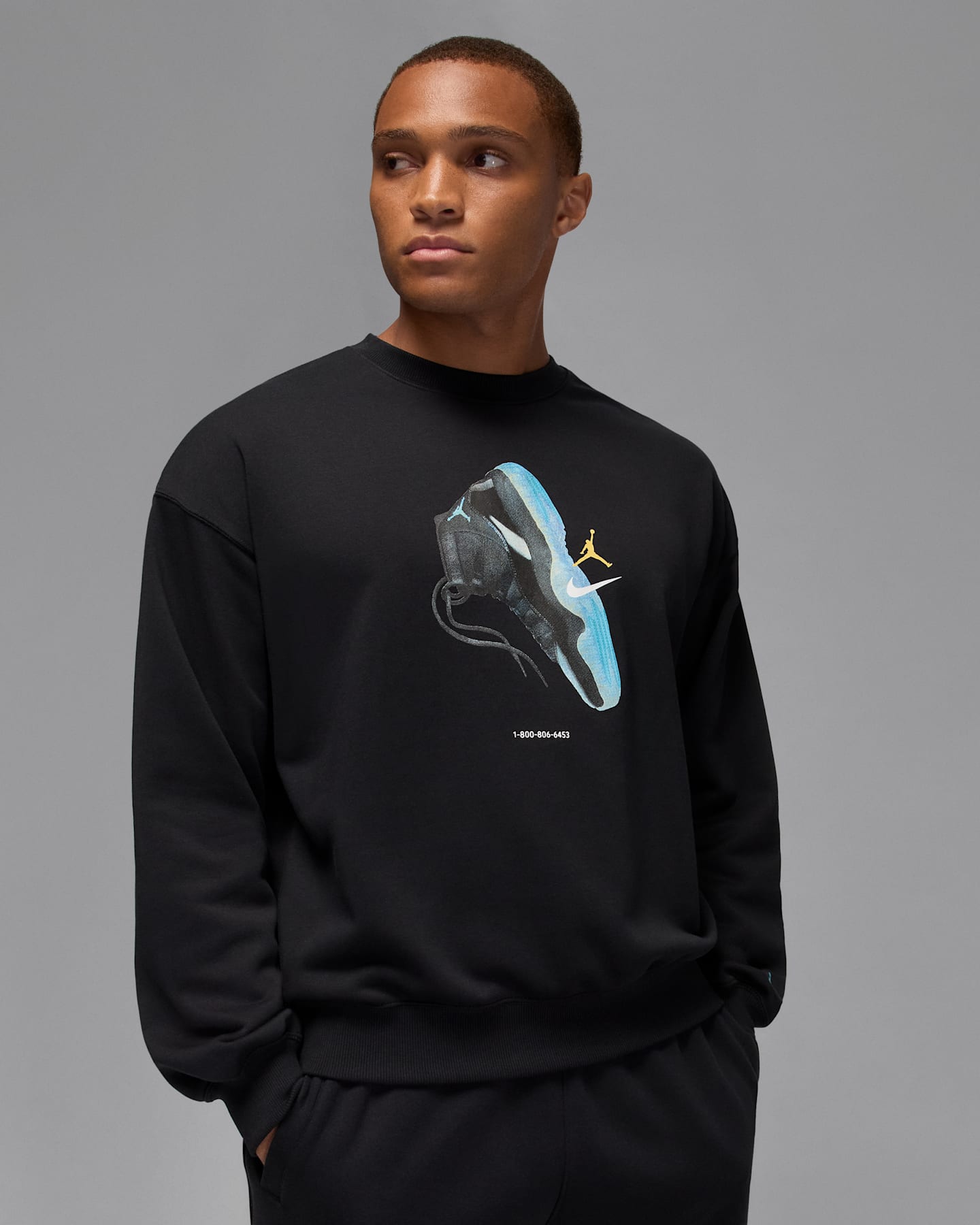 Мужская толстовка Jordan Brooklyn Fleece Crewneck, цвет: Чёрный / Синий — фото 7