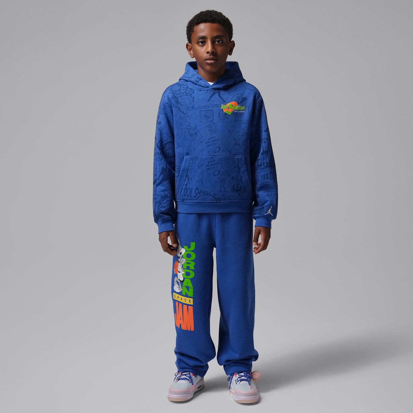 Детское худи Jordan Space Jam Printed Pullover, цвет: Королевский синий — фото 8